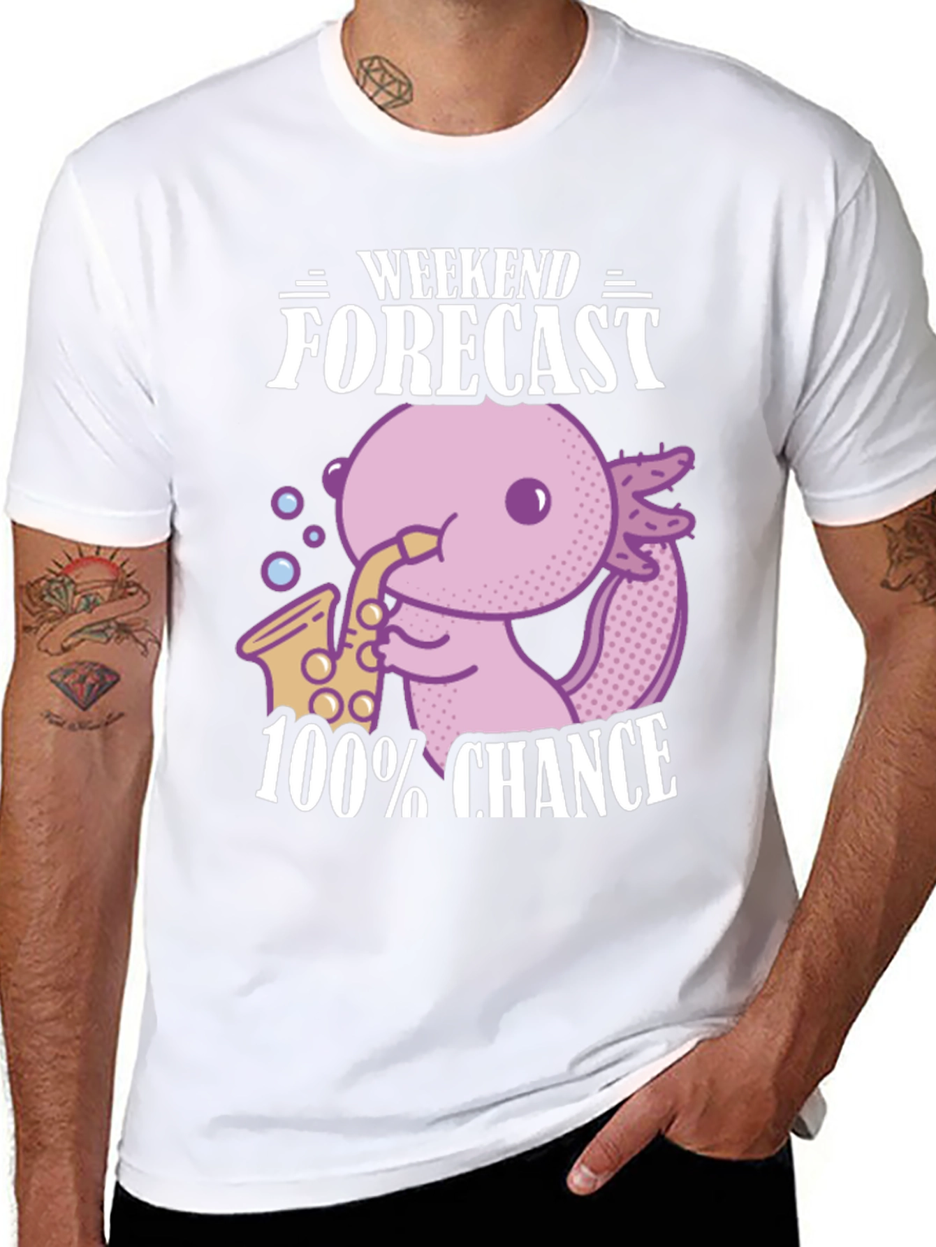 Axolotl Saxophone Weekend Forecast T-Shirt
