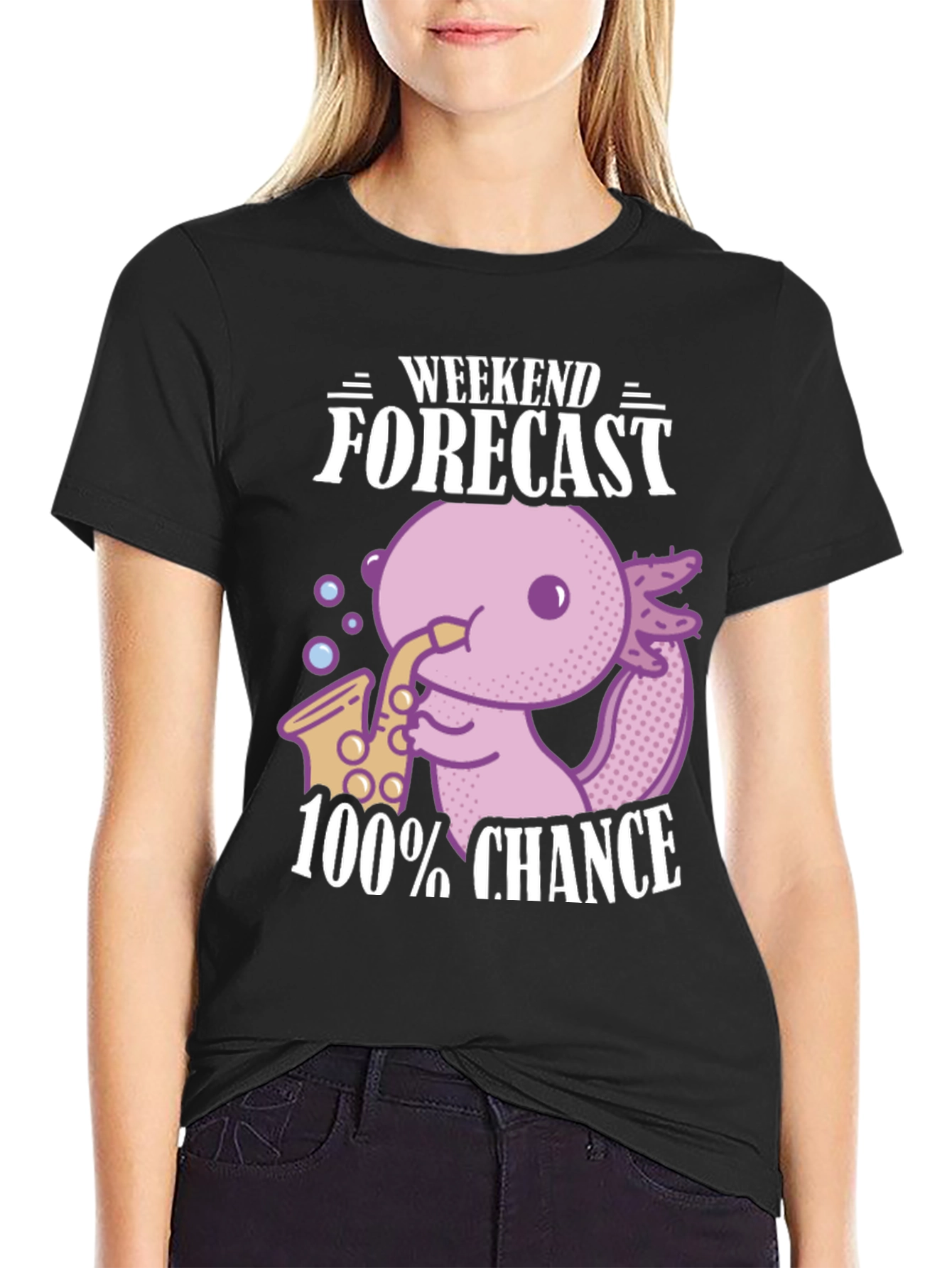 Axolotl Saxophone Weekend Forecast T-Shirt