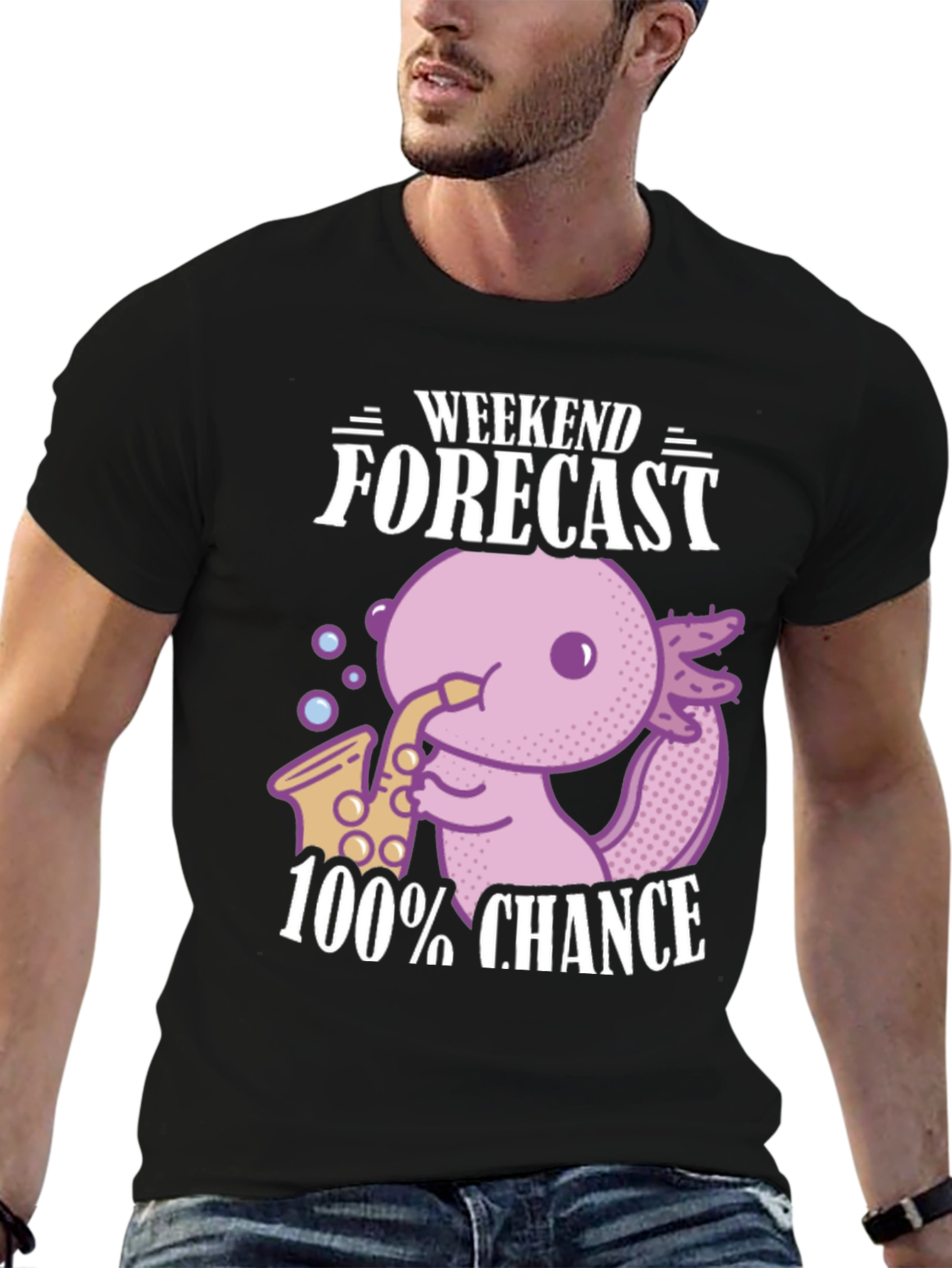 Axolotl Saxophone Weekend Forecast T-Shirt