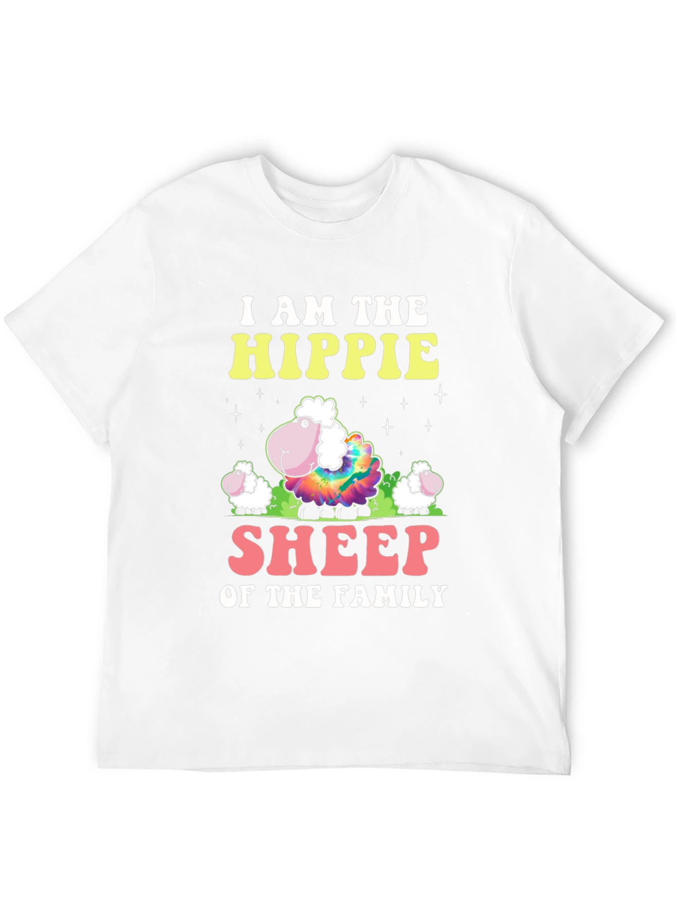 Hippie Sheep Family Graphic T-Shirt - Black