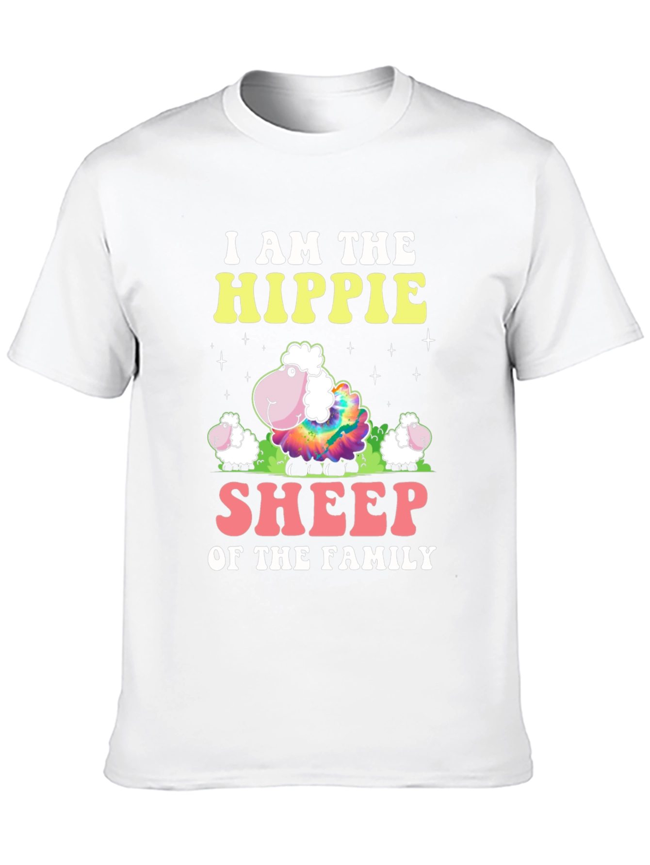 Hippie Sheep Family Graphic T-Shirt - Black