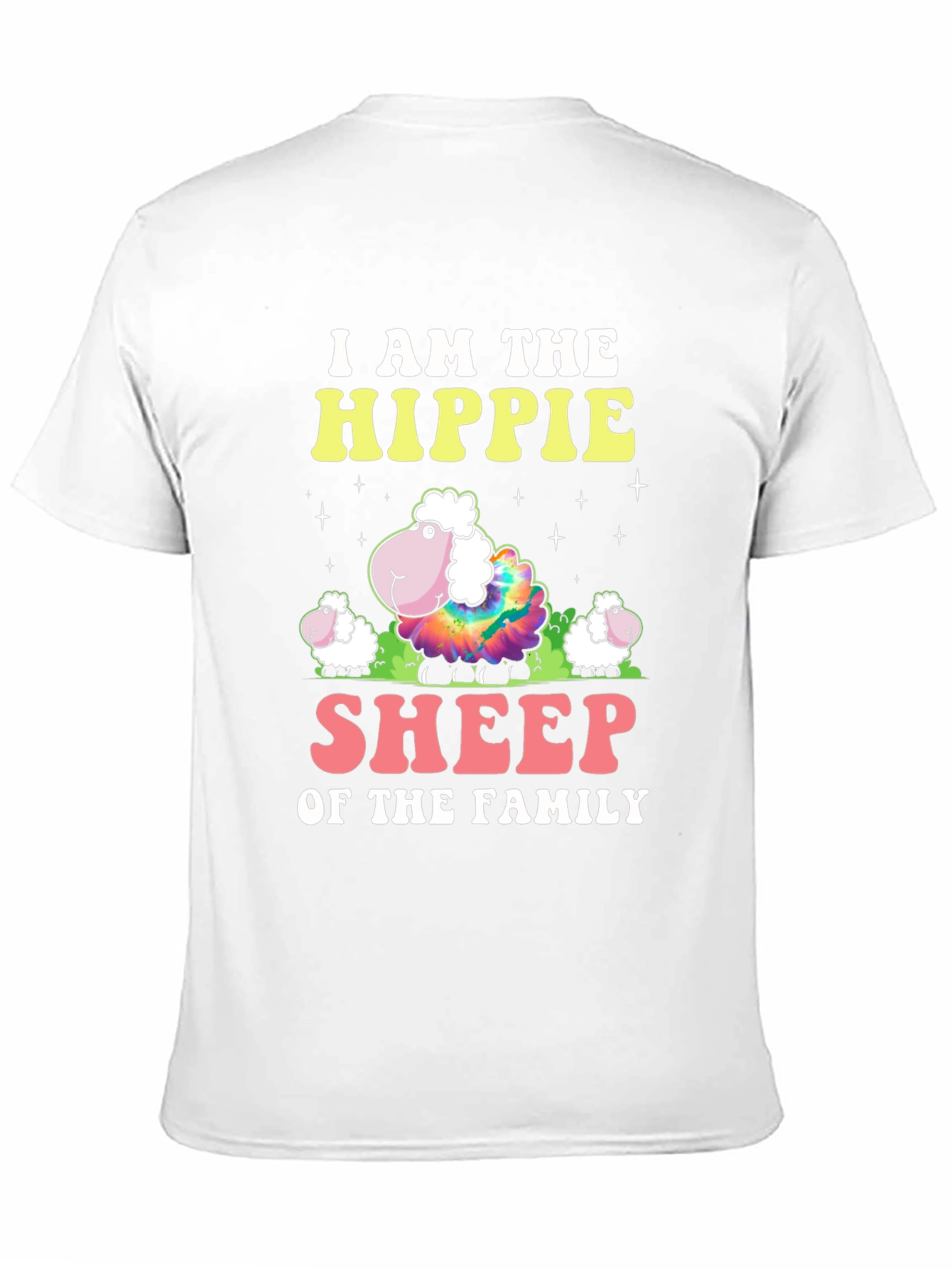 Hippie Sheep Family Graphic T-Shirt - Black