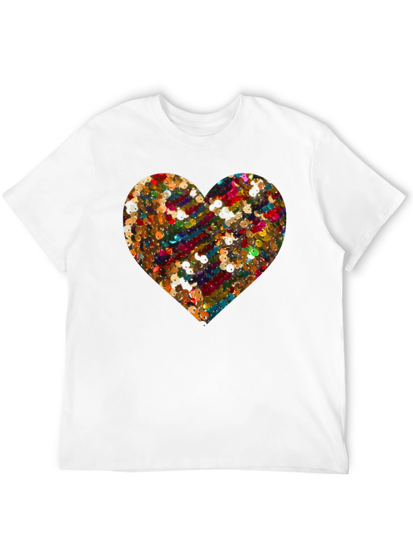 Heart Sequin Pattern Black T-Shirt