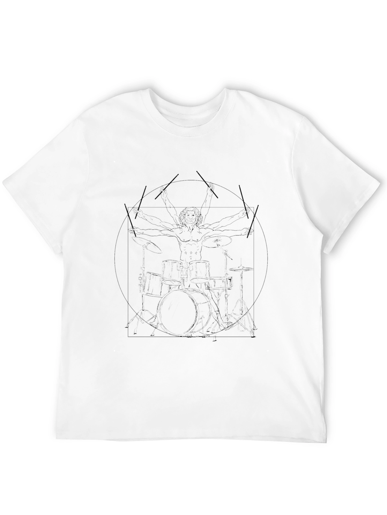Vitruvian Man Drummer Black T-Shirt