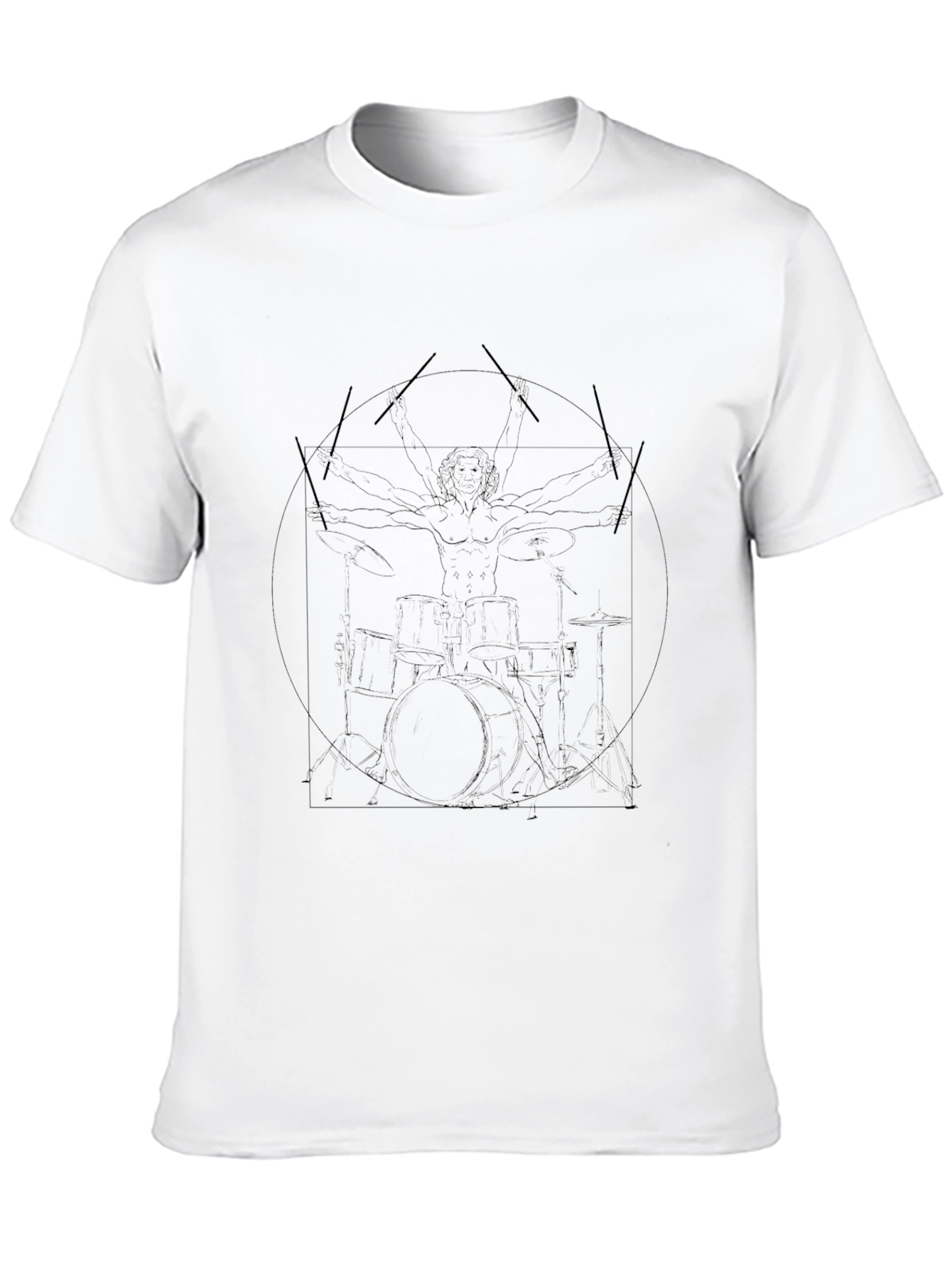 Vitruvian Man Drummer Black T-Shirt