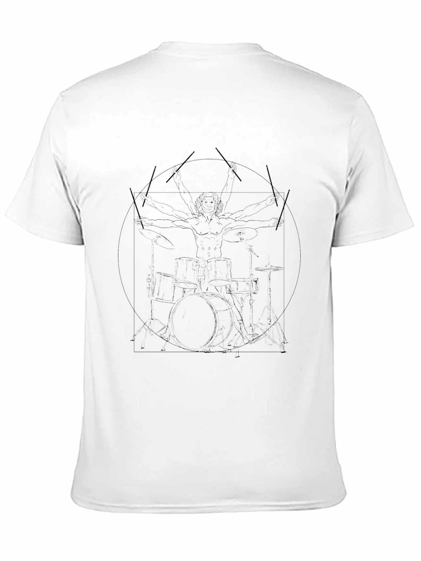 Vitruvian Man Drummer Black T-Shirt
