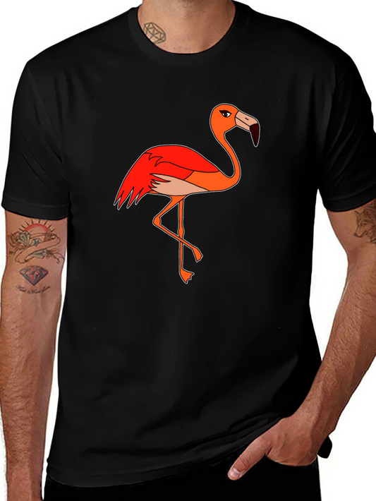 Funny Flamingo Graphic Tee - Black Cotton T-Shirt