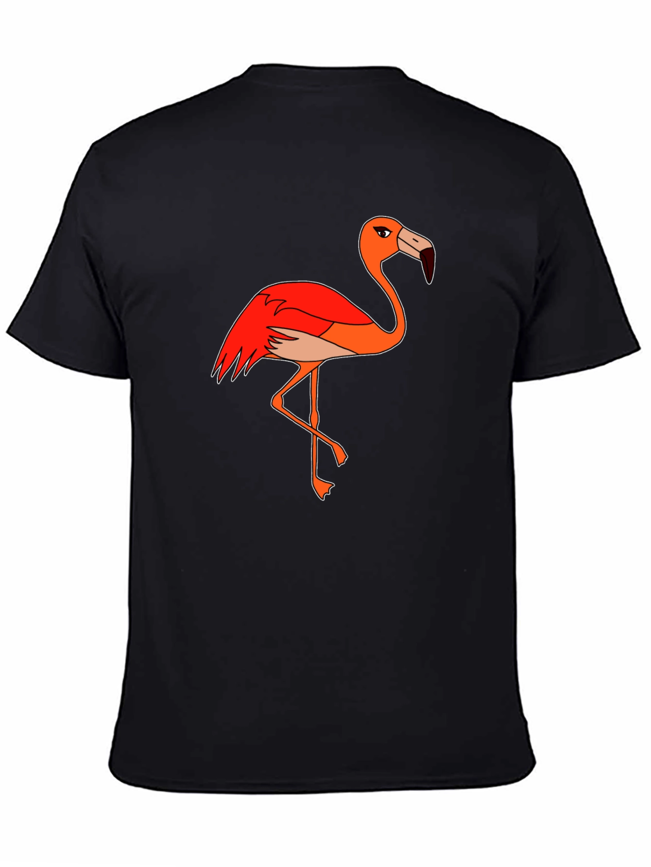 Funny Flamingo Graphic Tee - Black Cotton T-Shirt