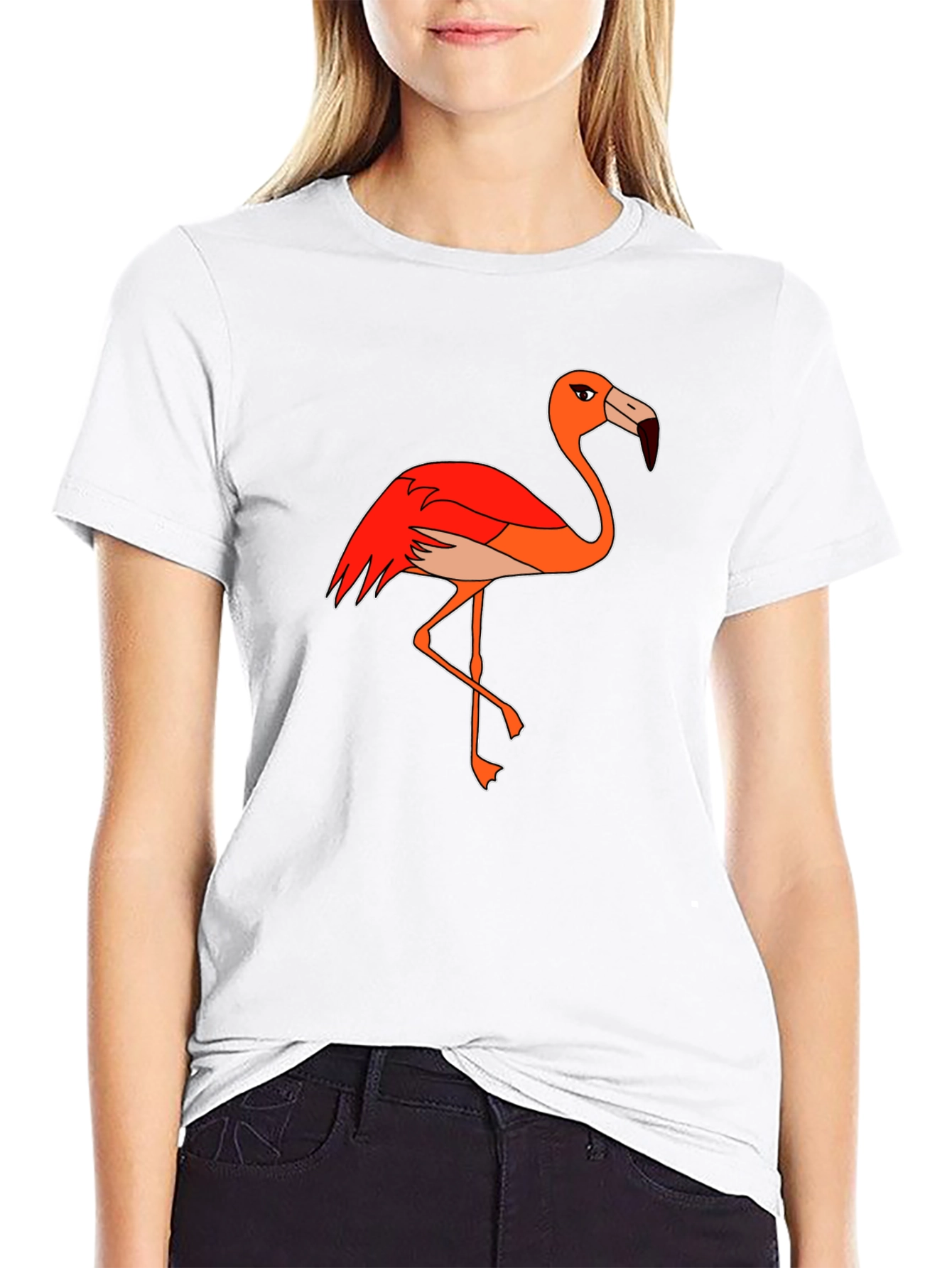 Funny Flamingo Graphic Tee - Black Cotton T-Shirt