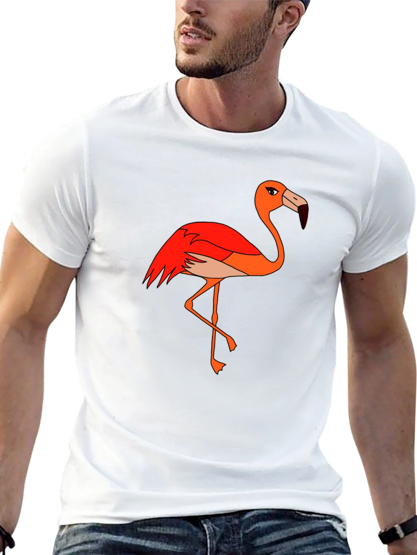 Funny Flamingo Graphic Tee - Black Cotton T-Shirt