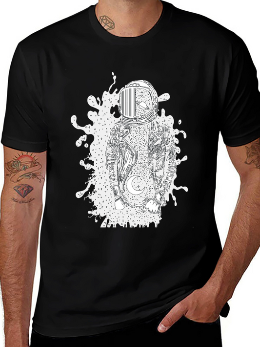 Astronaut Graphic Tee - Black Cotton Comfort
