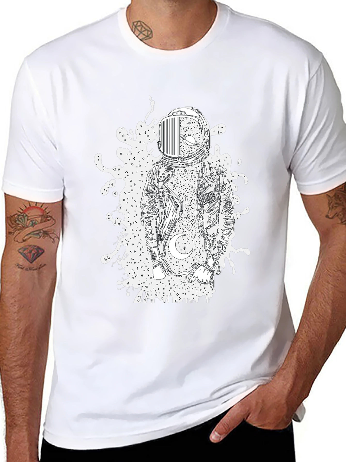 Astronaut Graphic Tee - Black Cotton Comfort
