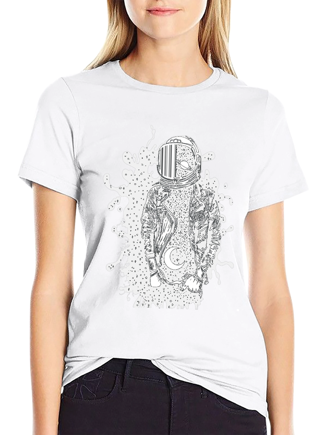 Astronaut Graphic Tee - Black Cotton Comfort