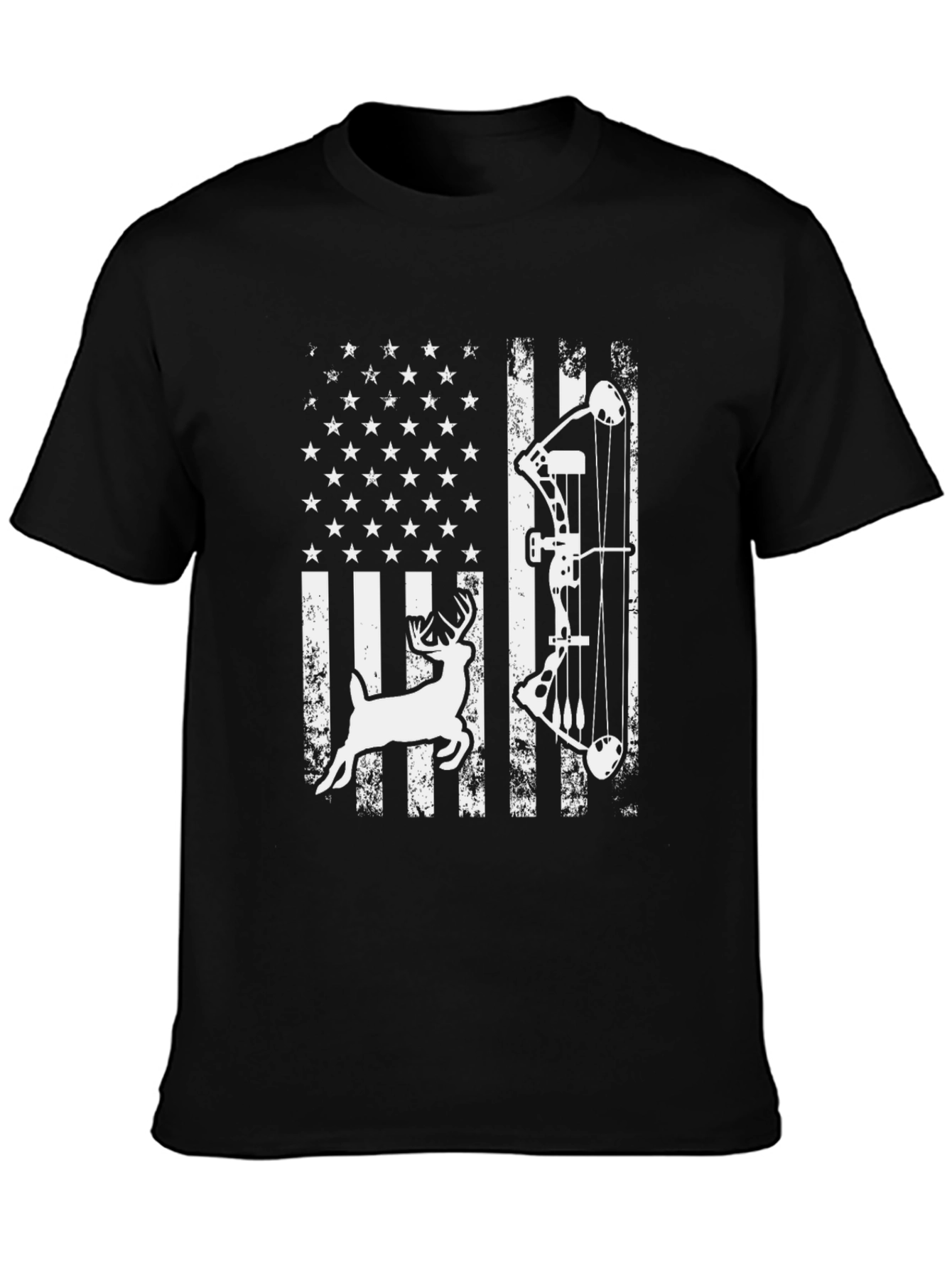 American Flag Deer Bow Hunting T-Shirt