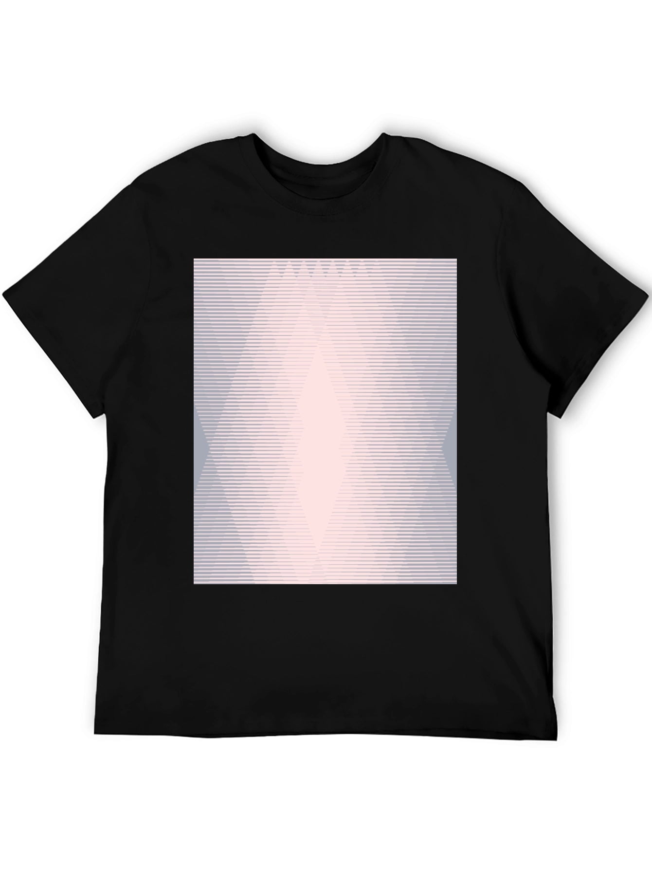 Geometric Line Pattern Black Graphic Tee