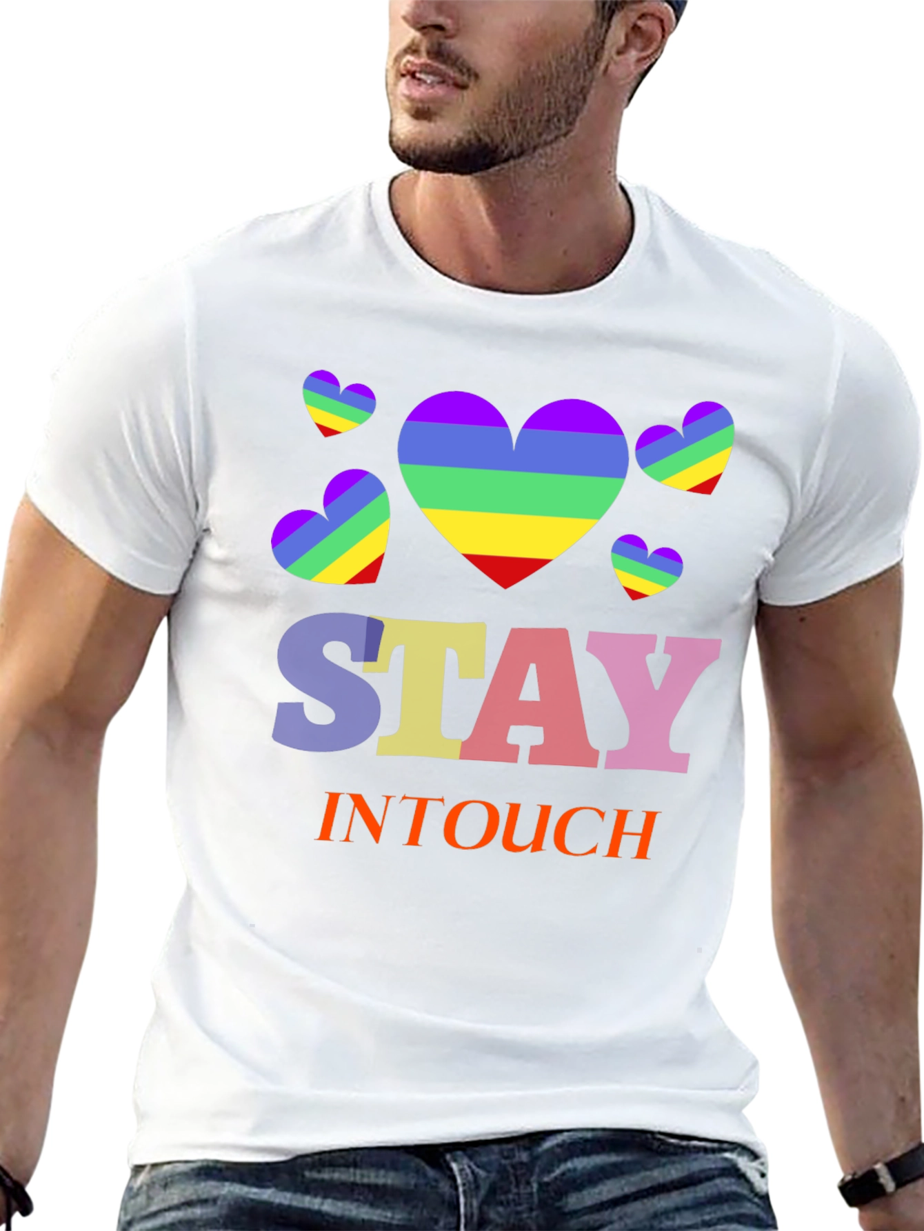 Rainbow Heart Stay In Touch T-Shirt
