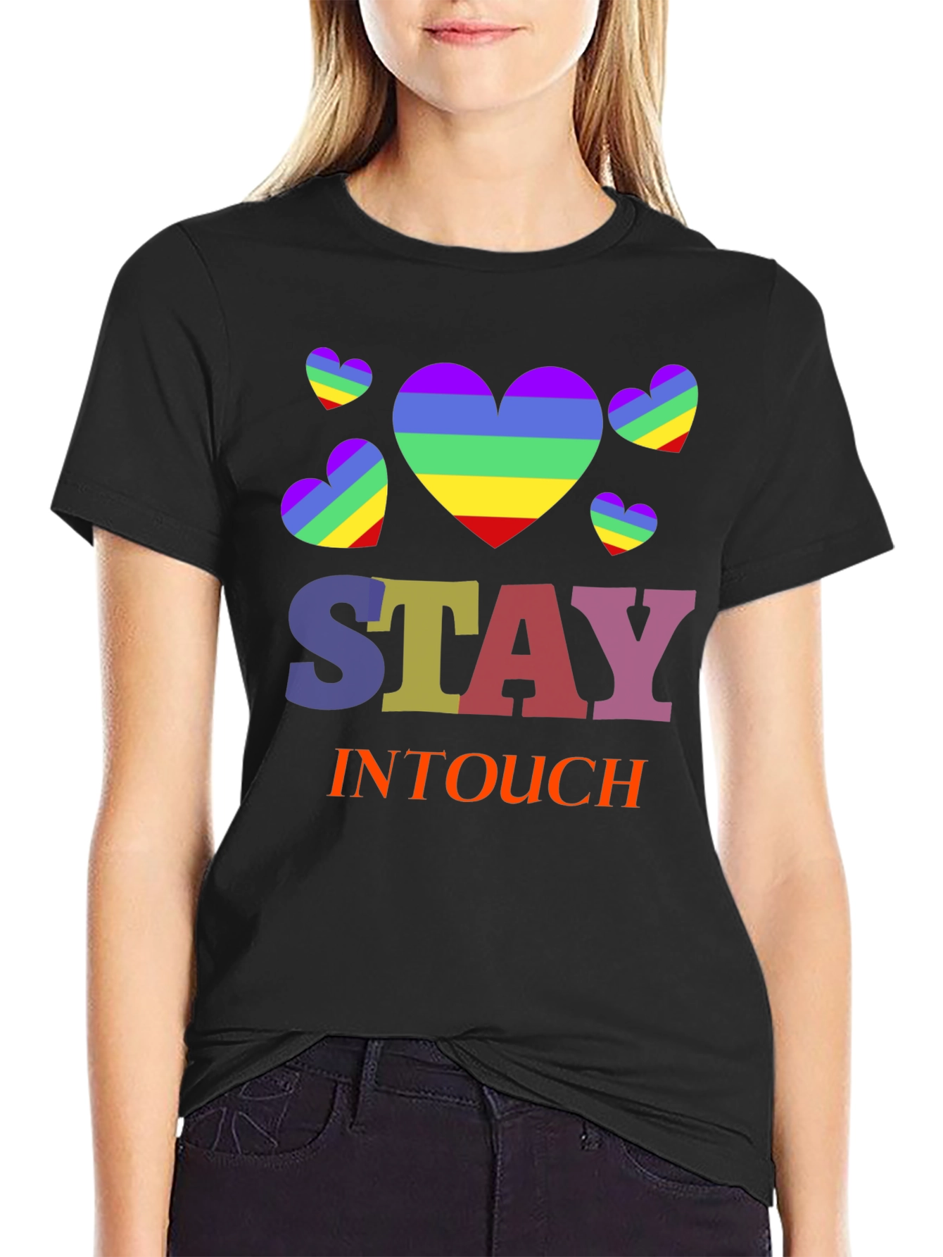 Rainbow Heart Stay In Touch T-Shirt