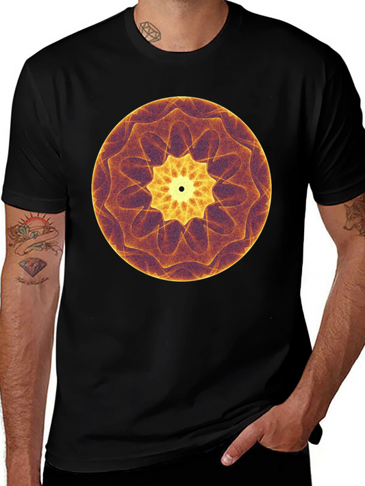 Abstract Mandala Graphic Print T-Shirt - Black