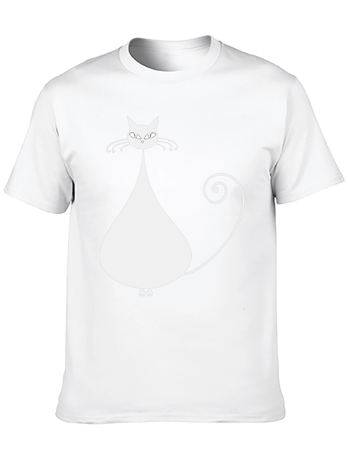 Stylish Cat Graphic Tee - Black Cotton Blend
