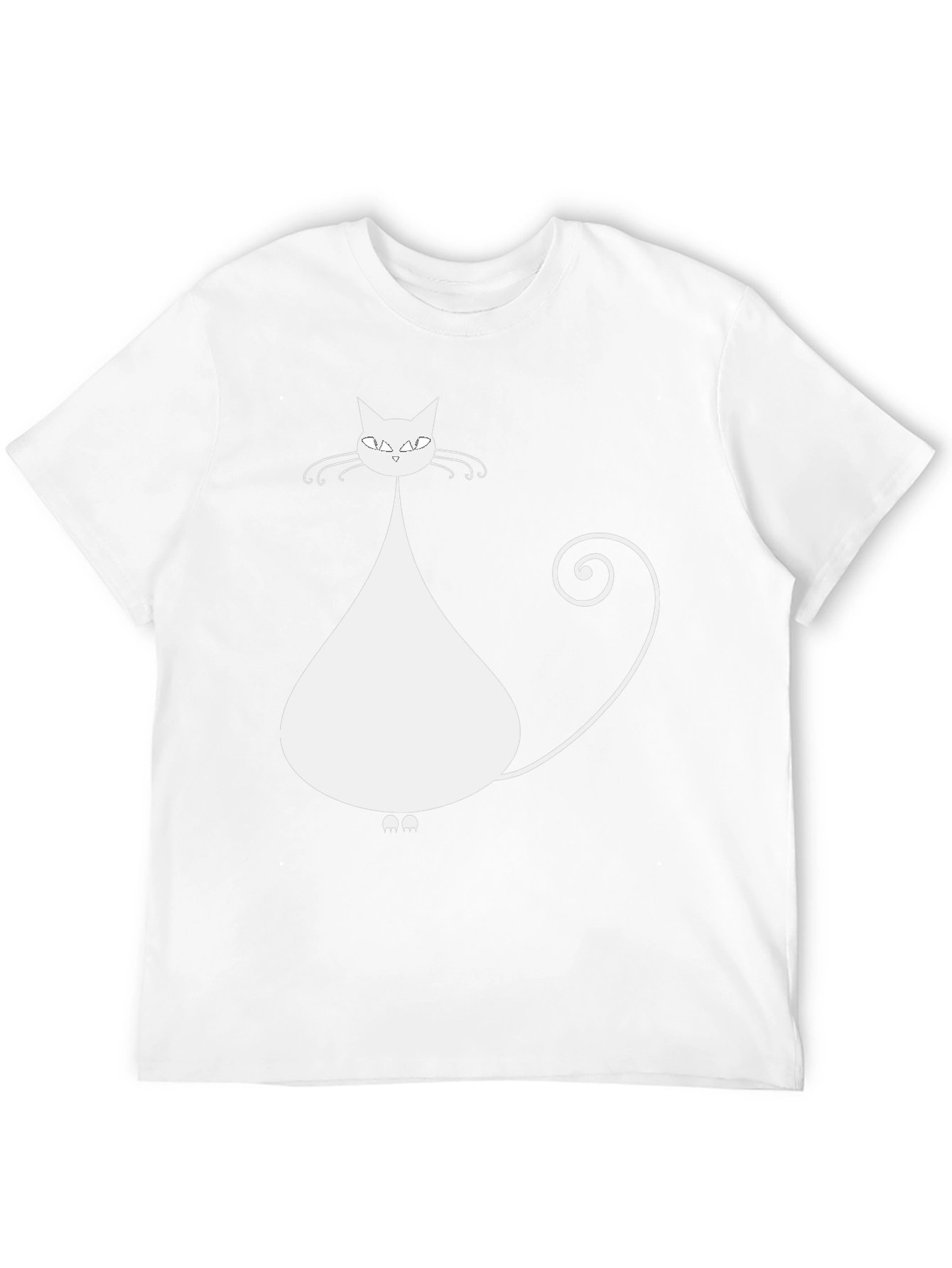 Stylish Cat Graphic Tee - Black Cotton Blend