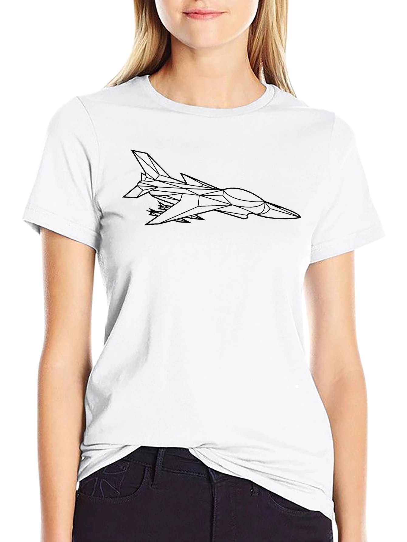 Sleek Black Jet Fighter Graphic Tee