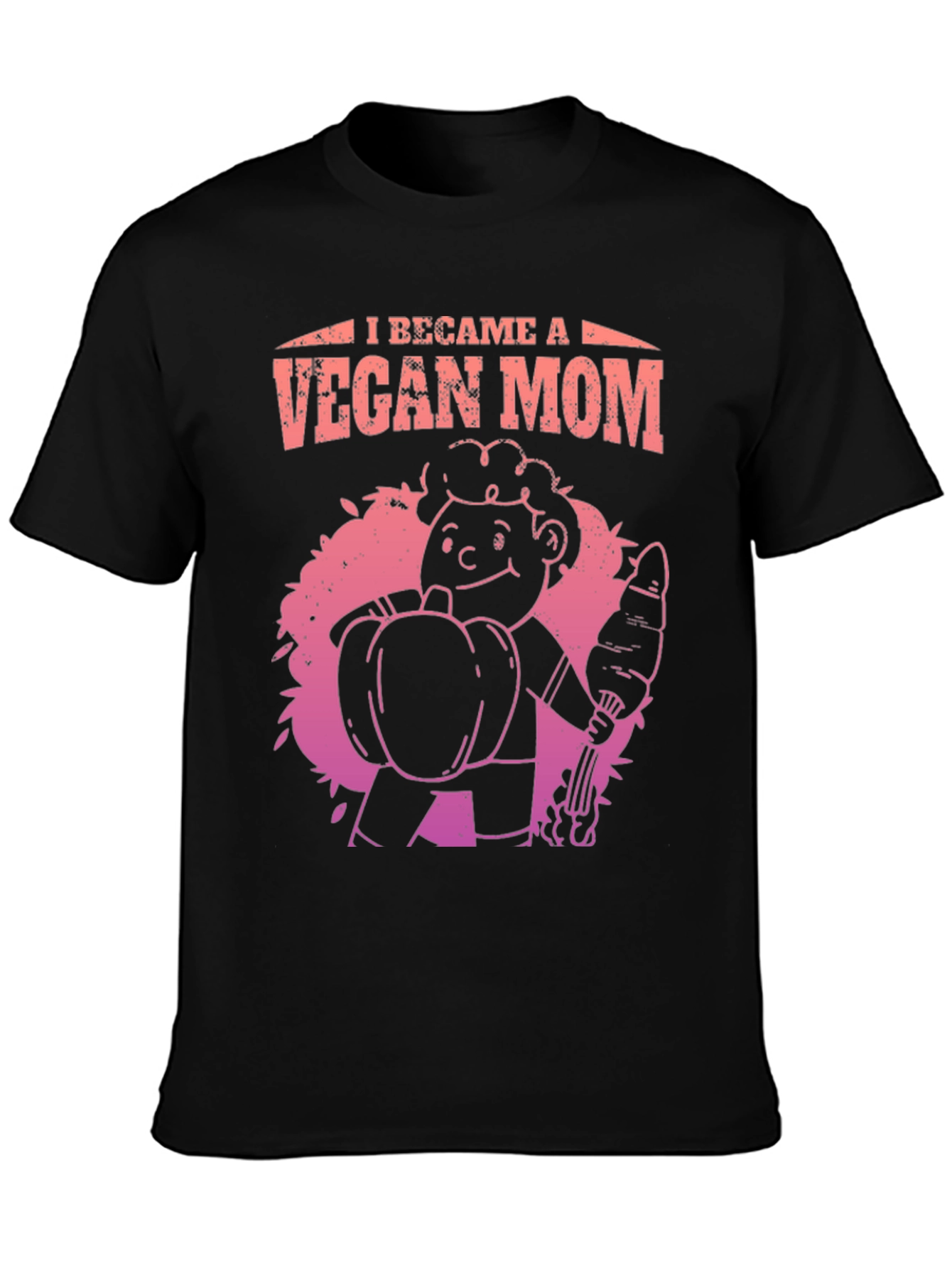 Vegan Mom Graphic Tee - Black Cotton Blend T-Shirt