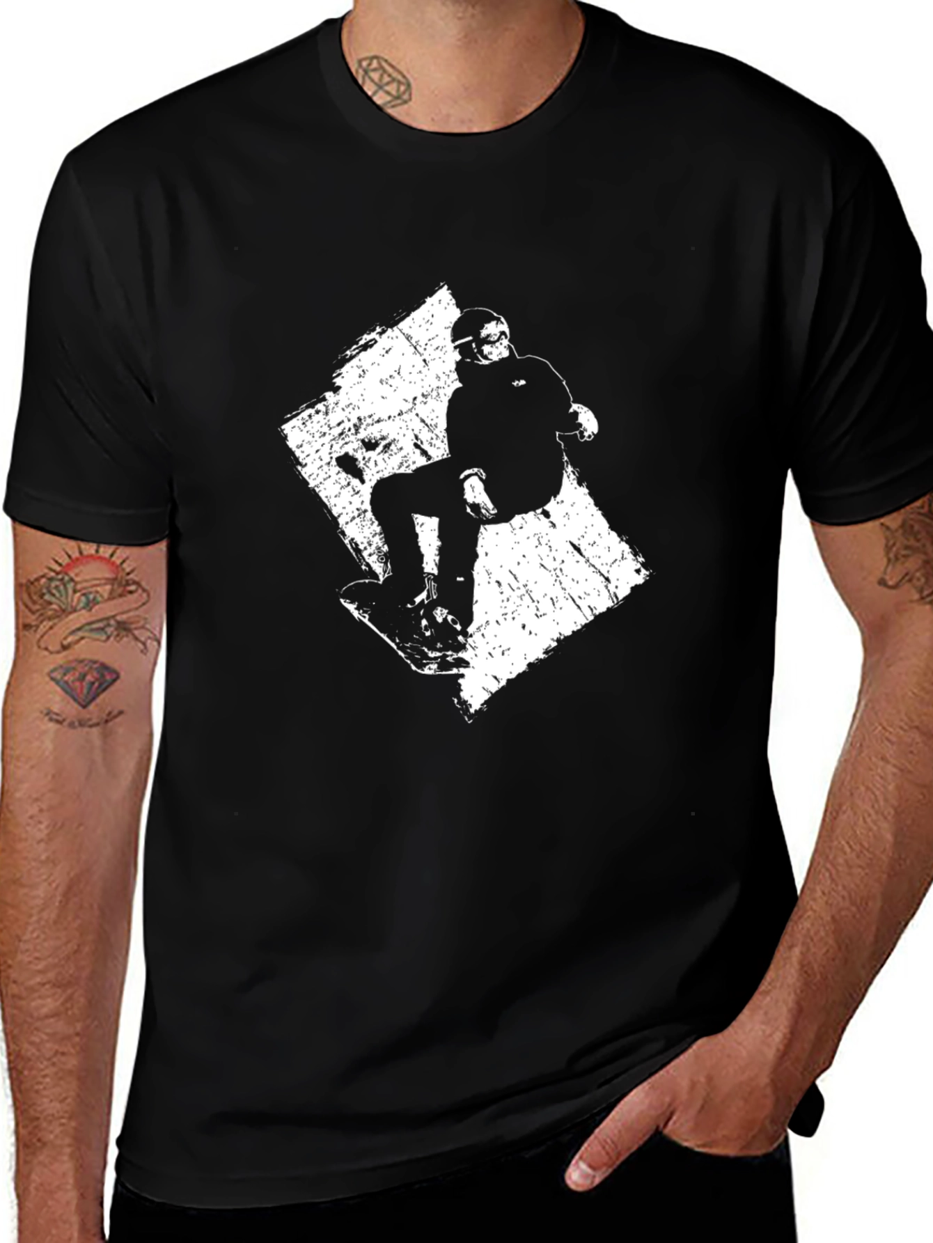 Snowboard Graphic Tee - Black Cotton T-Shirt
