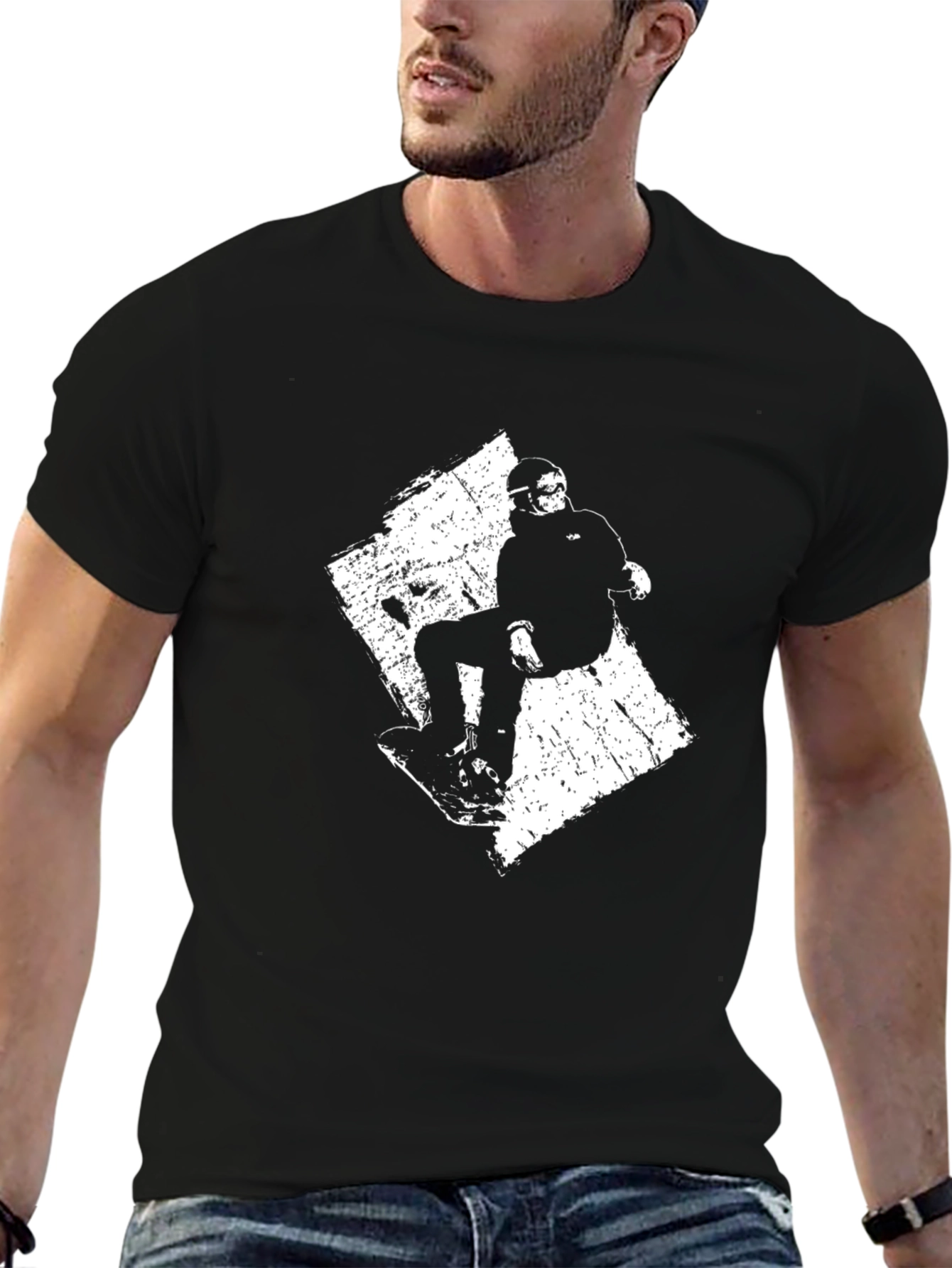 Snowboard Graphic Tee - Black Cotton T-Shirt