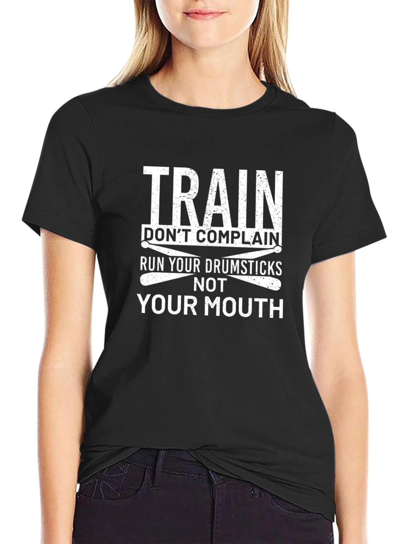 Train Dont Complain Drumsticks Graphic T-Shirt