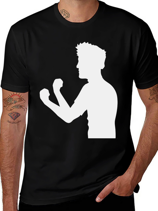 Boxing Silhouette Graphic Black Tee