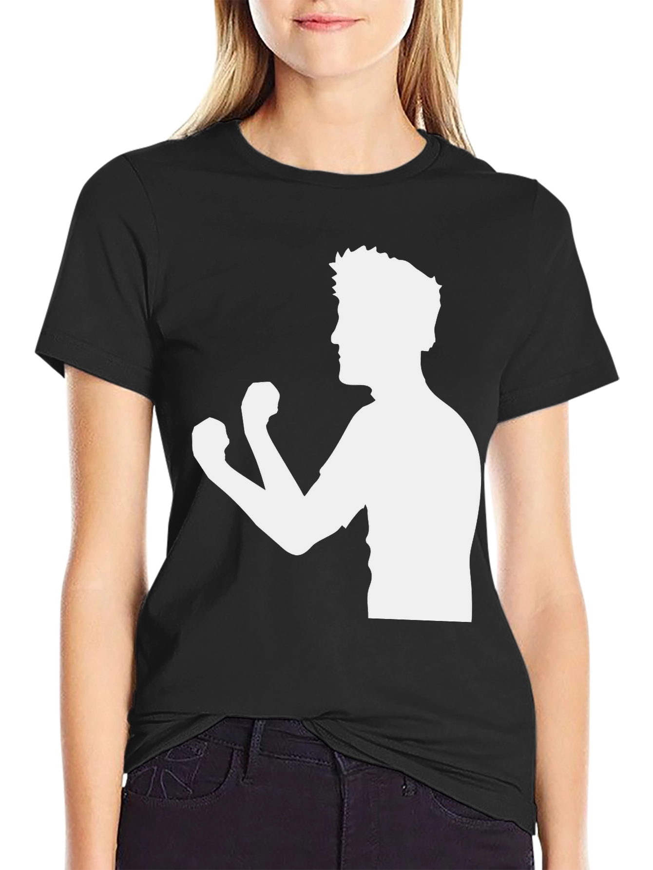 Boxing Silhouette Graphic Black Tee