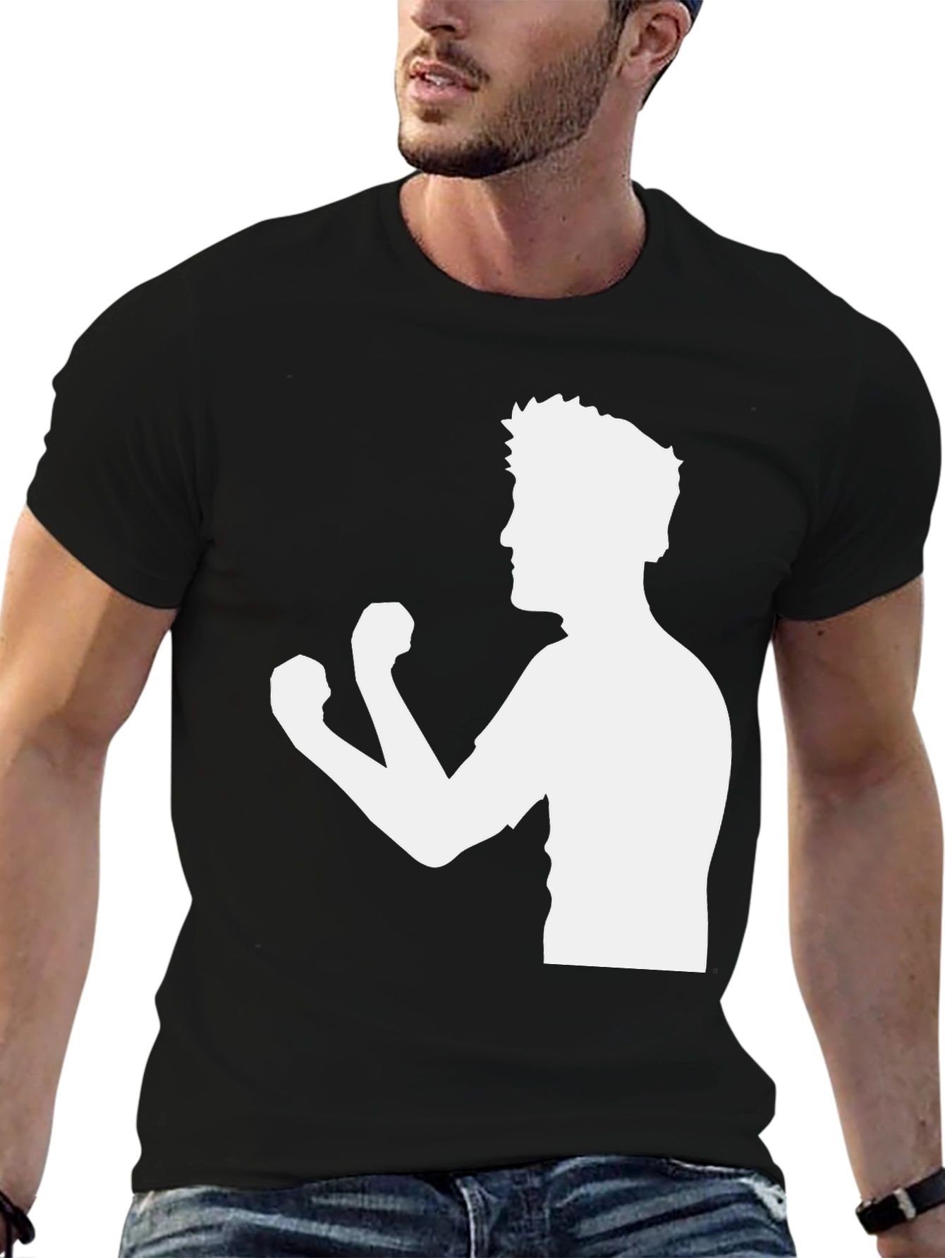 Boxing Silhouette Graphic Black Tee