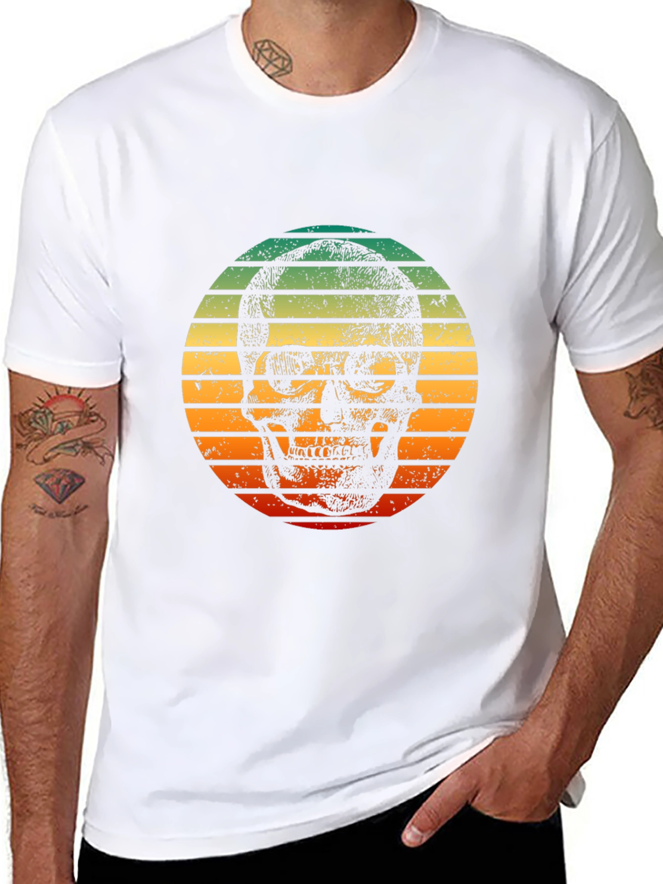 Skull Sunset Graphic Tee - Retro Style