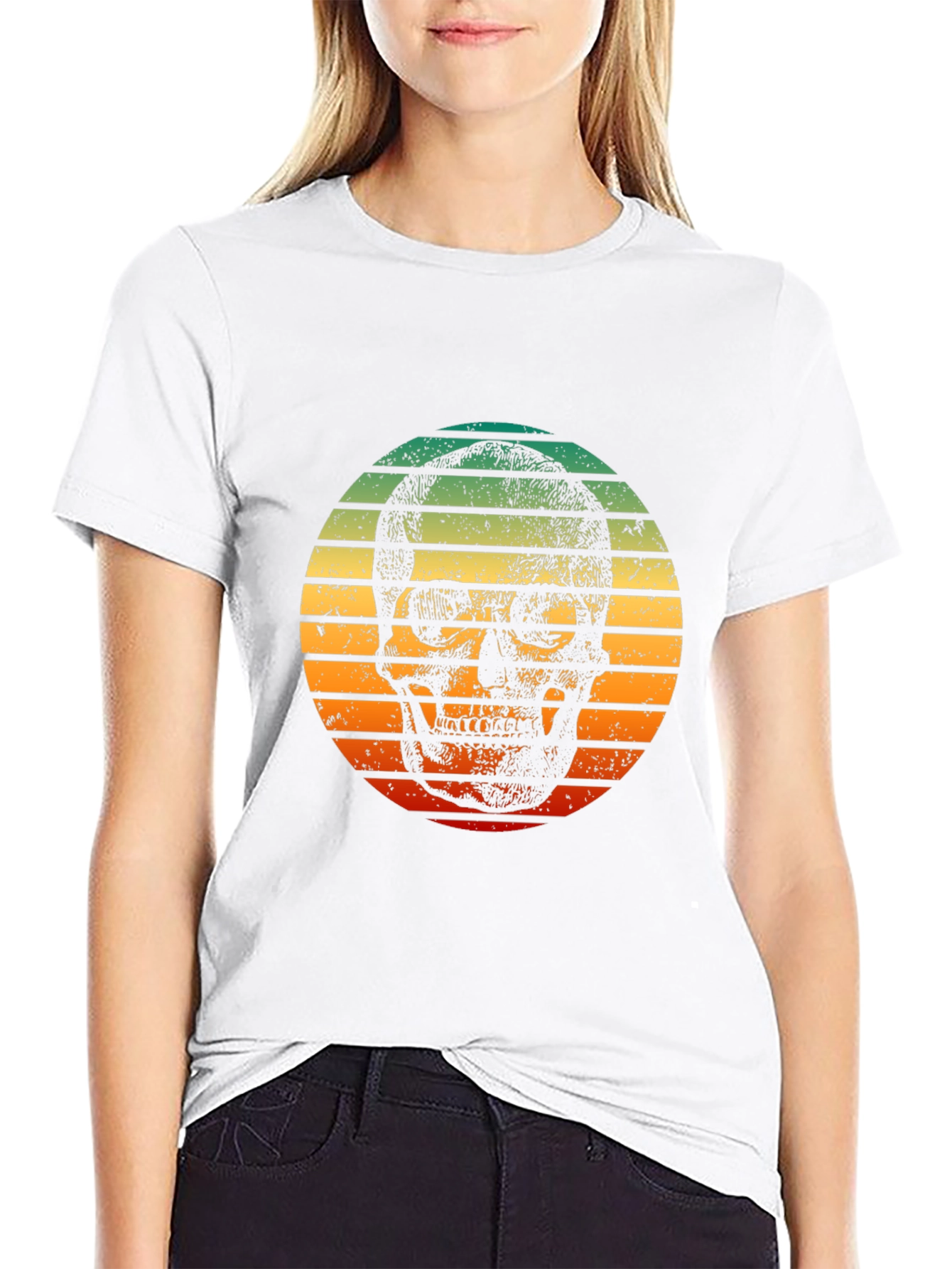 Skull Sunset Graphic Tee - Retro Style