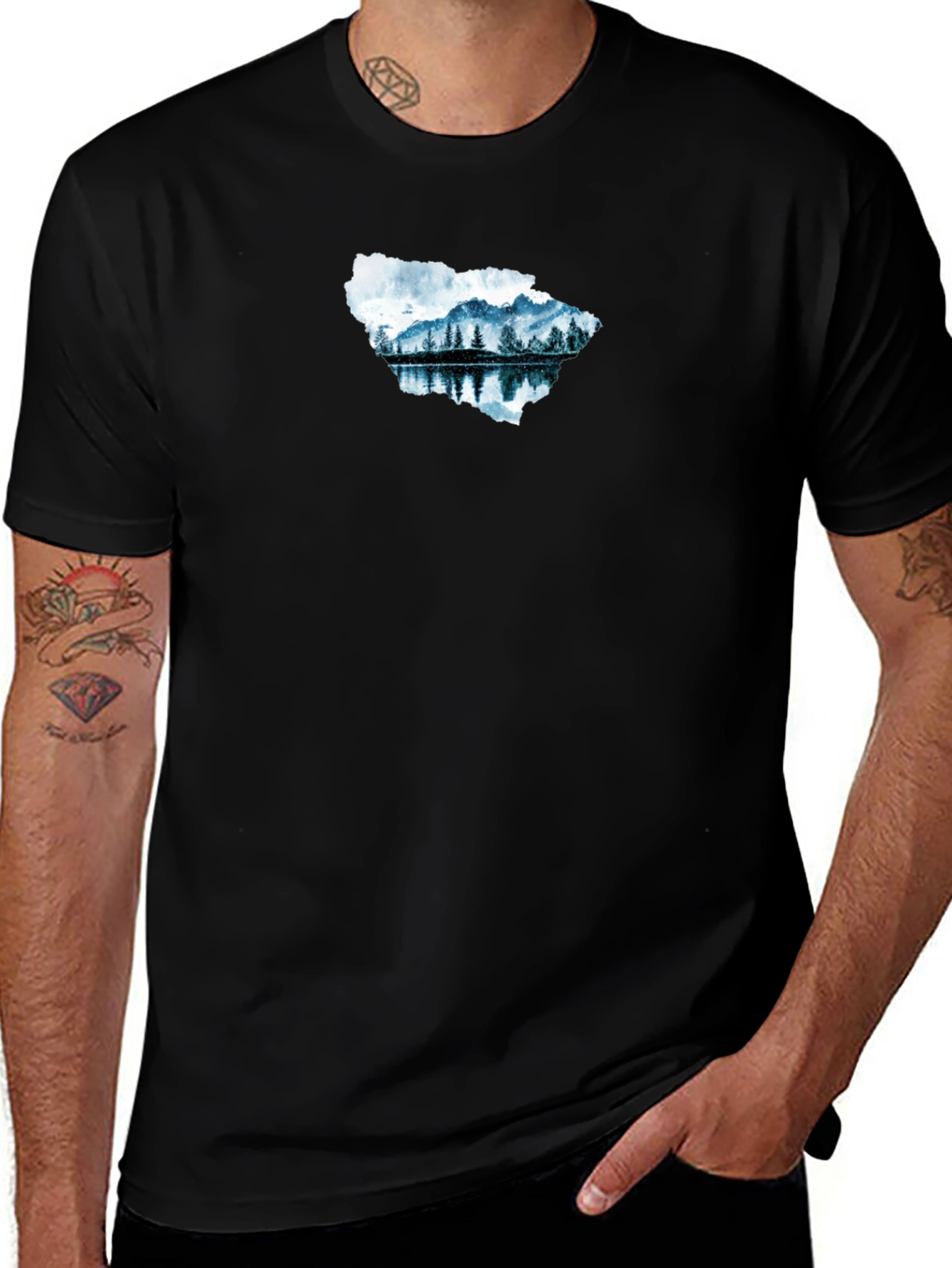 Mountain Lake Graphic Tee - Black