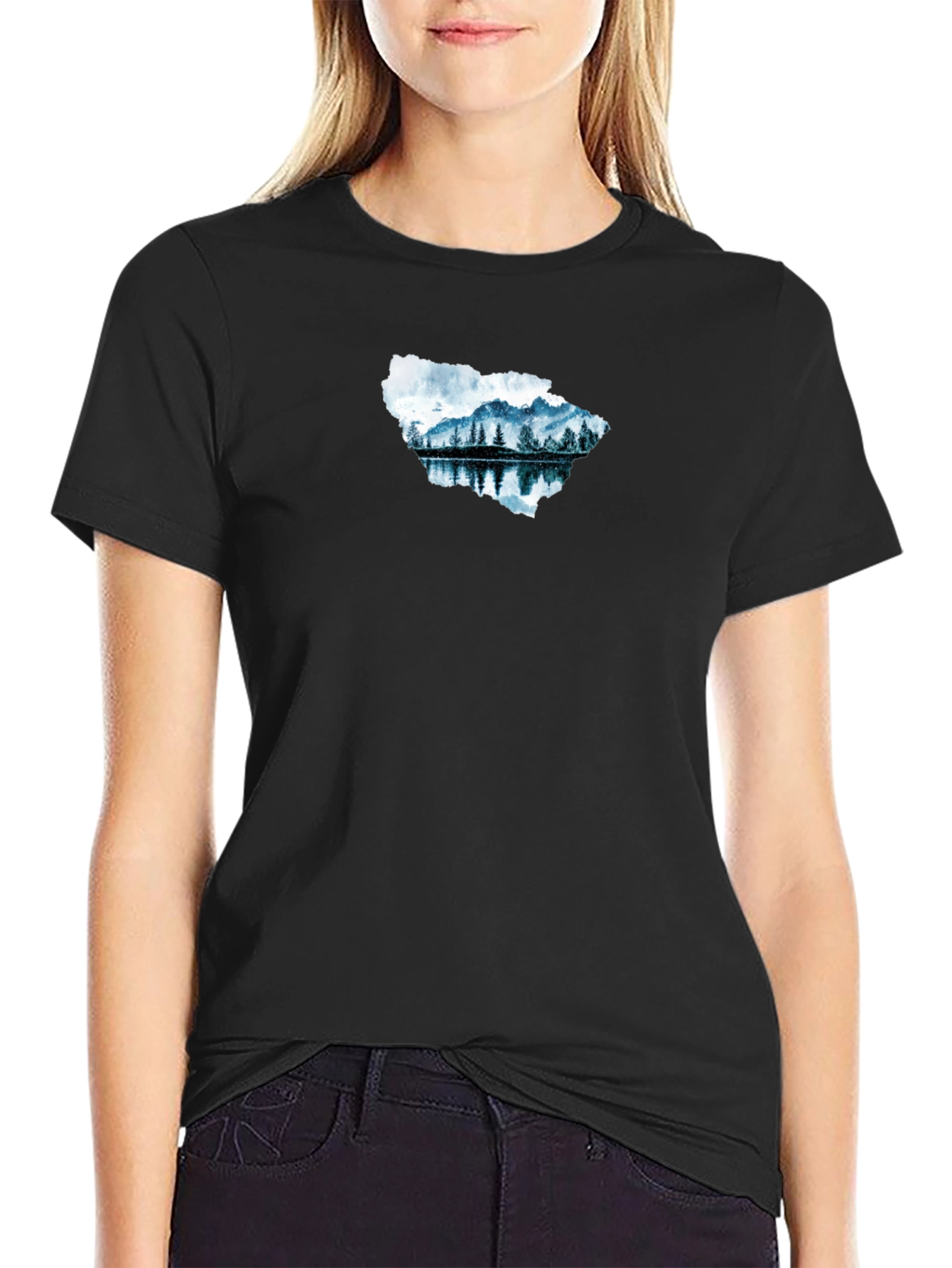 Mountain Lake Graphic Tee - Black
