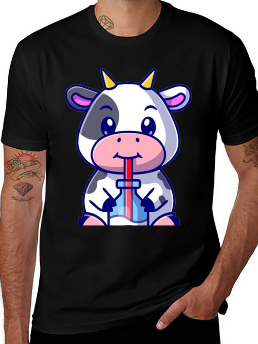 Cute Cow Drinking Bubble Tea T-Shirt