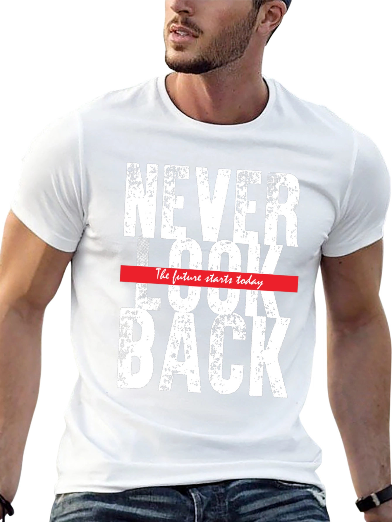 Never Look Back Graphic Tee - Mens Black T-Shirt