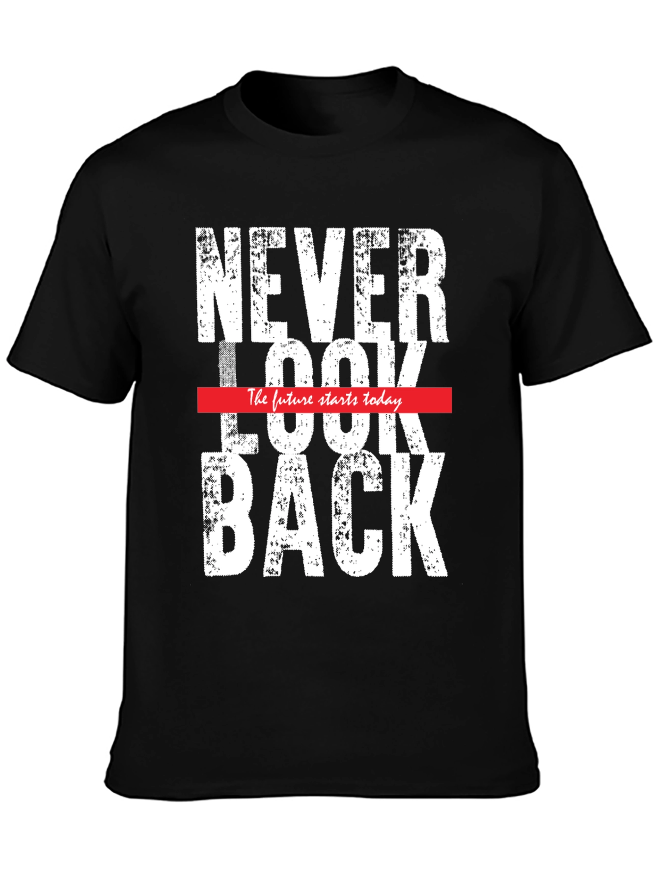 Never Look Back Graphic Tee - Mens Black T-Shirt