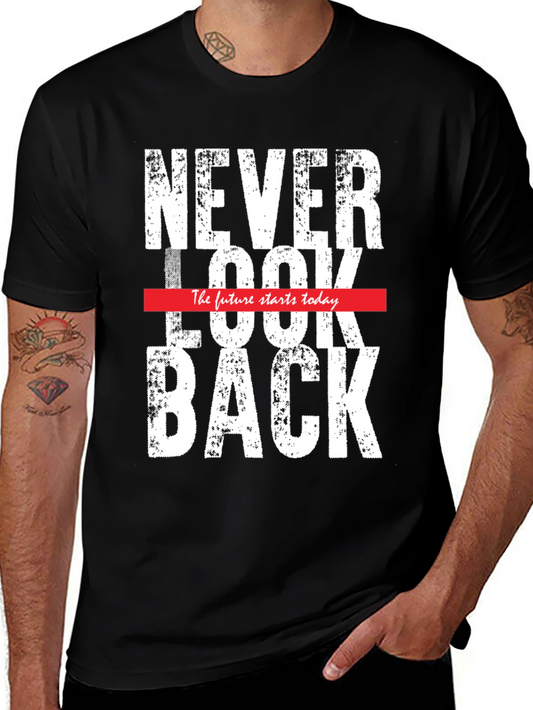 Never Look Back Graphic Tee - Mens Black T-Shirt