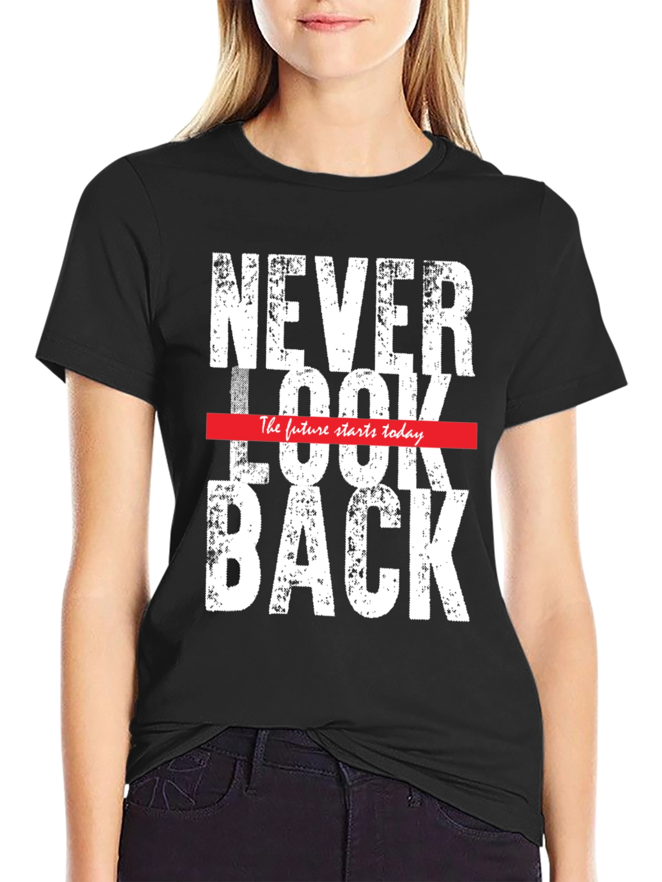 Never Look Back Graphic Tee - Mens Black T-Shirt