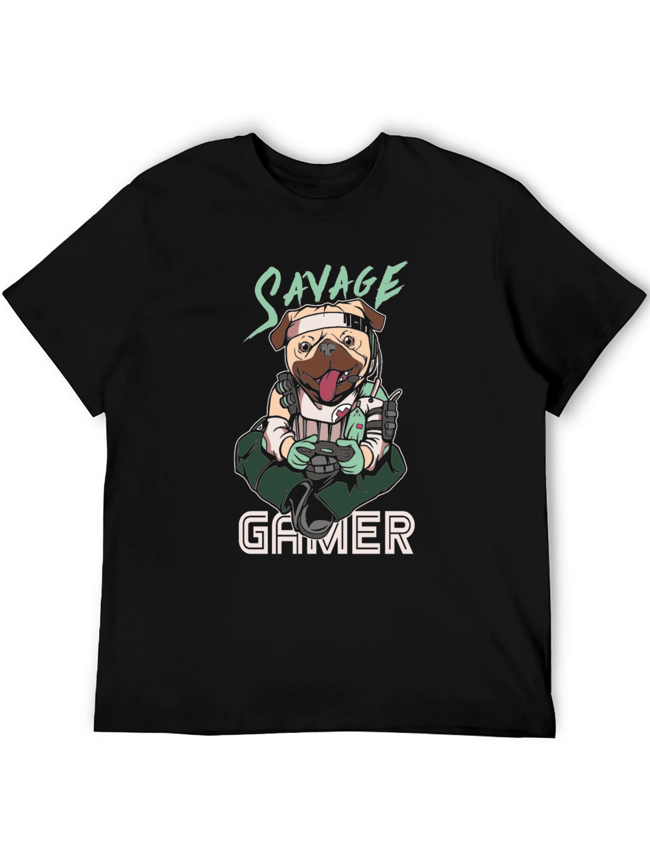 Savage Gamer Pug T-Shirt - Funny Dog Tee