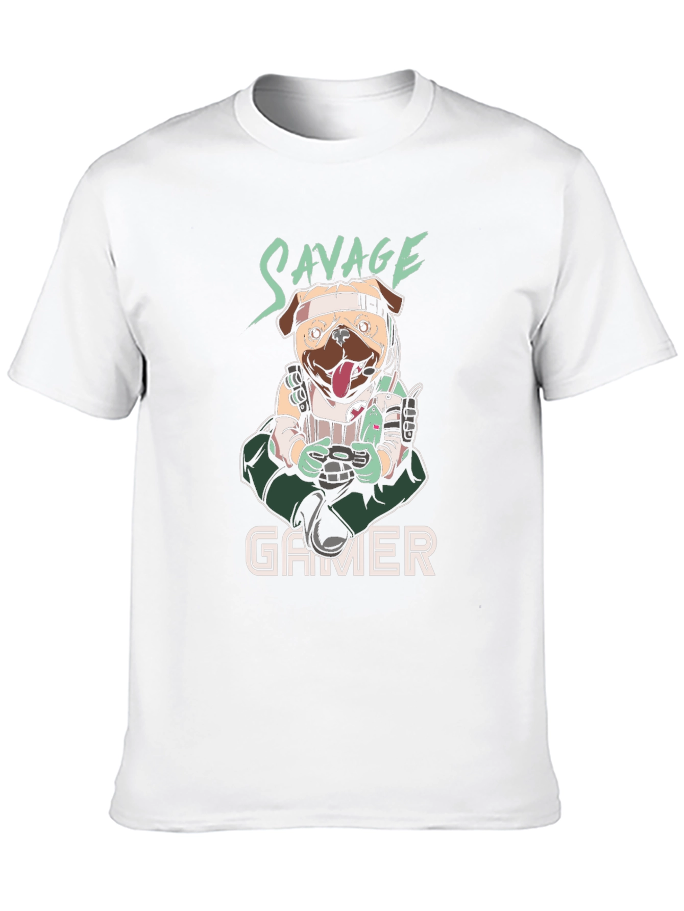 Savage Gamer Pug T-Shirt - Funny Dog Tee