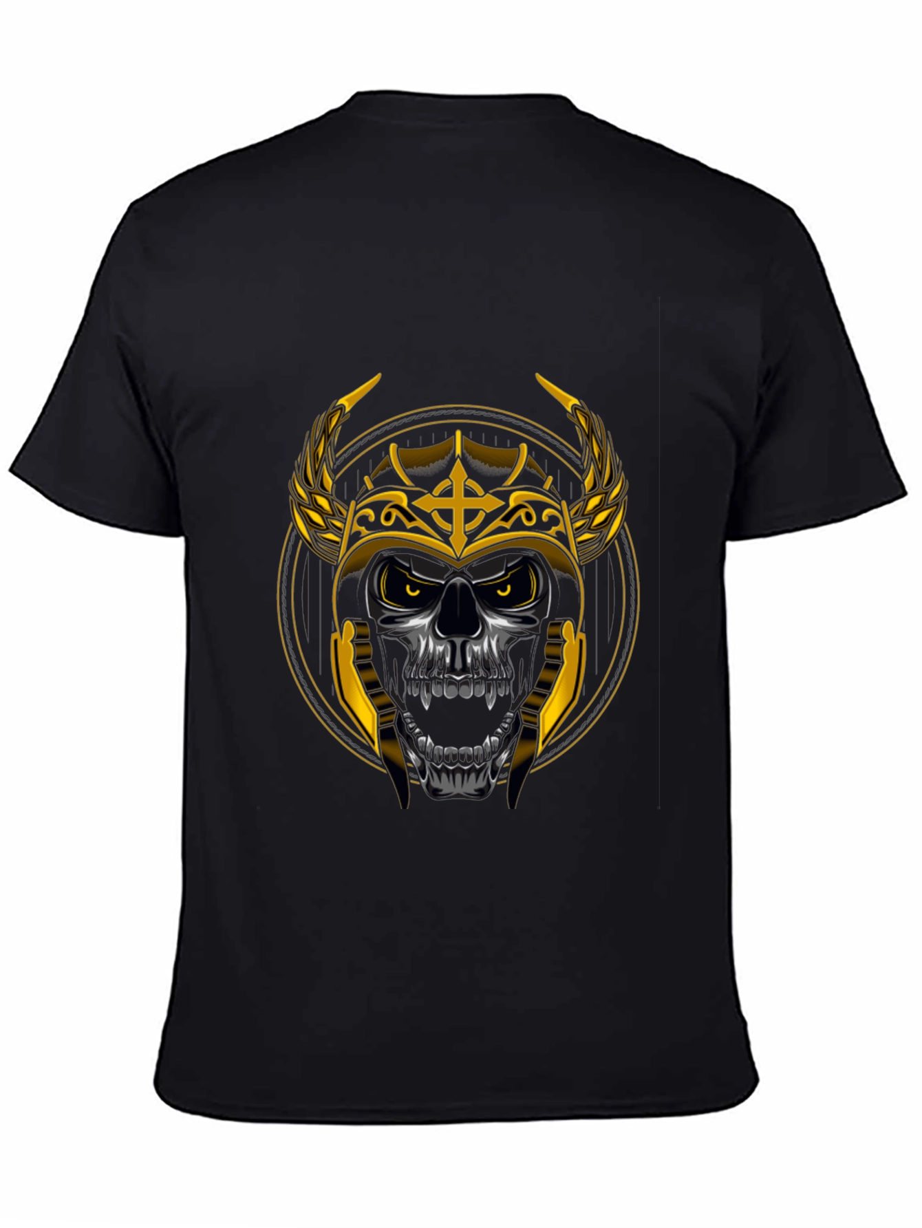 Skull Viking Helmet Graphic Tee - Black