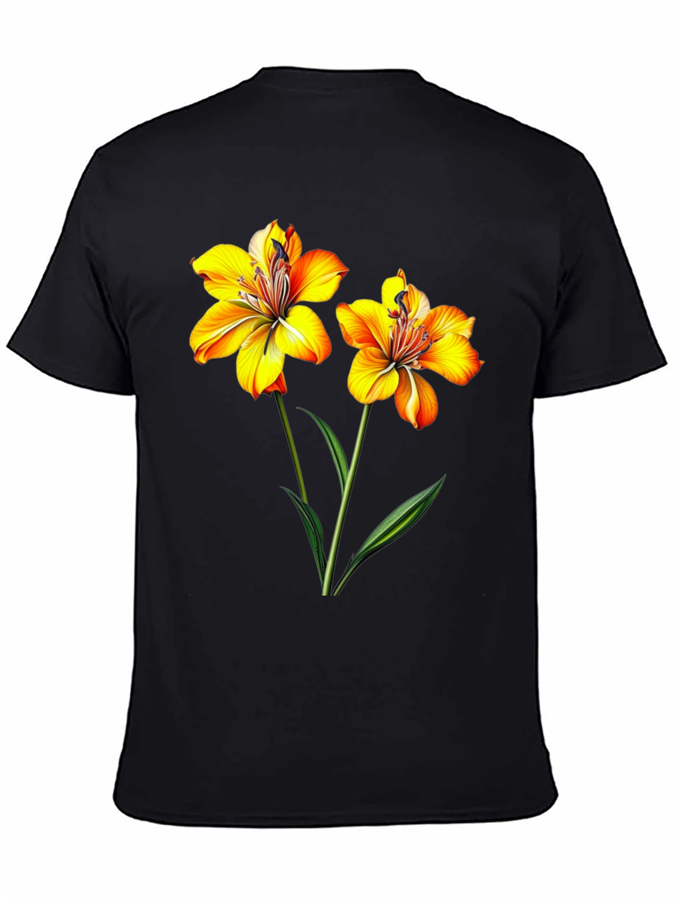 Floral Print Black T-Shirt for Men