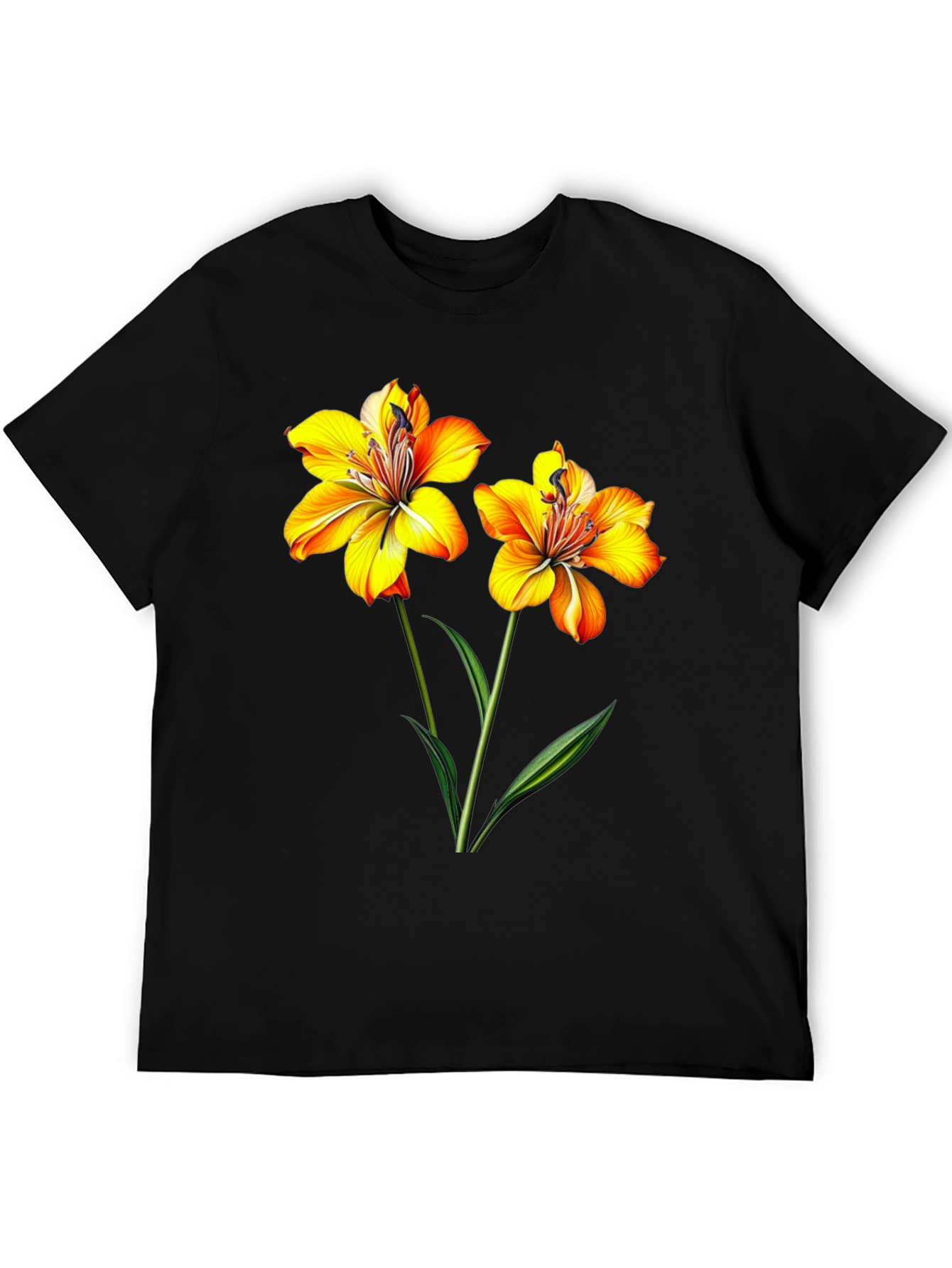 Floral Print Black T-Shirt for Men