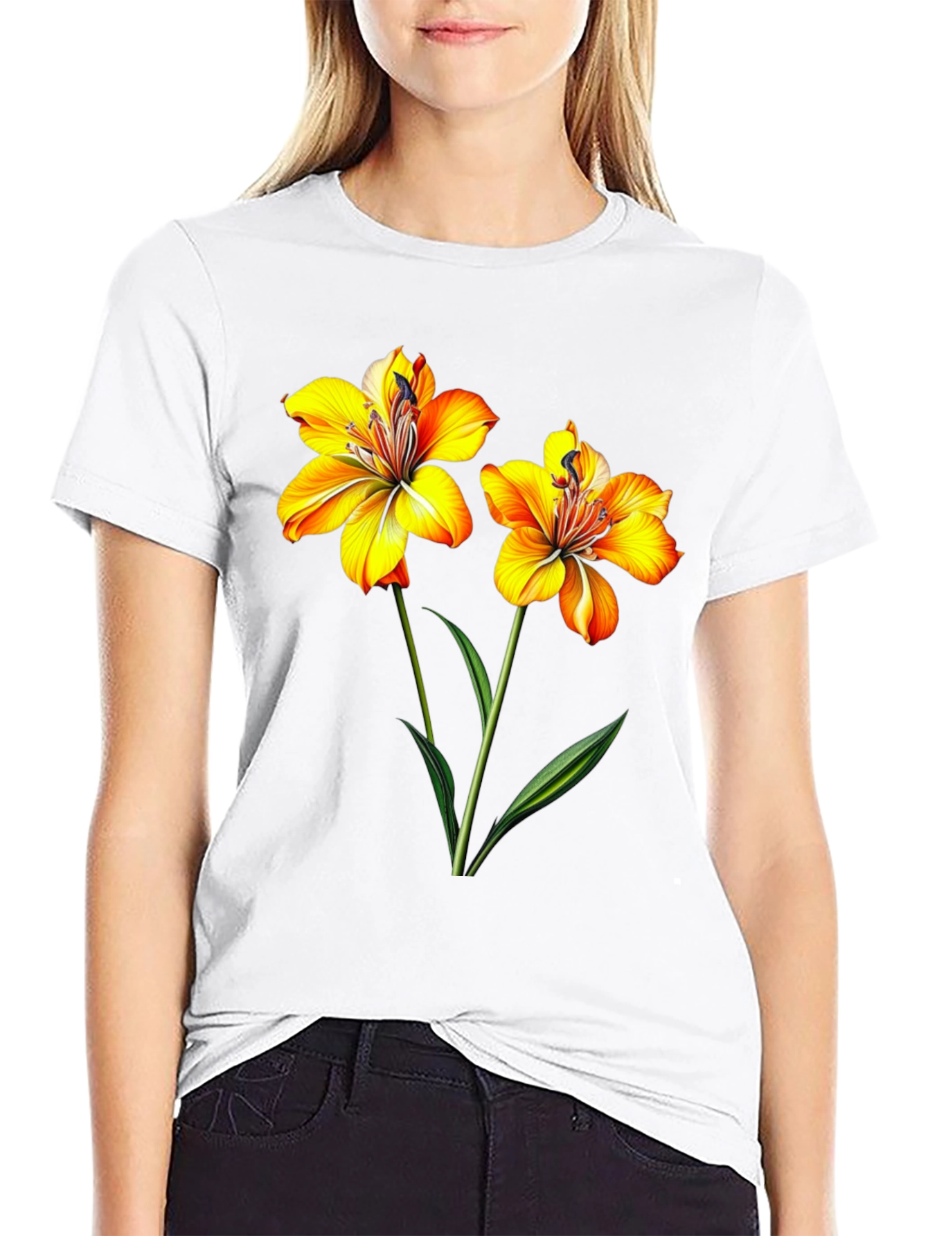 Floral Print Black T-Shirt for Men