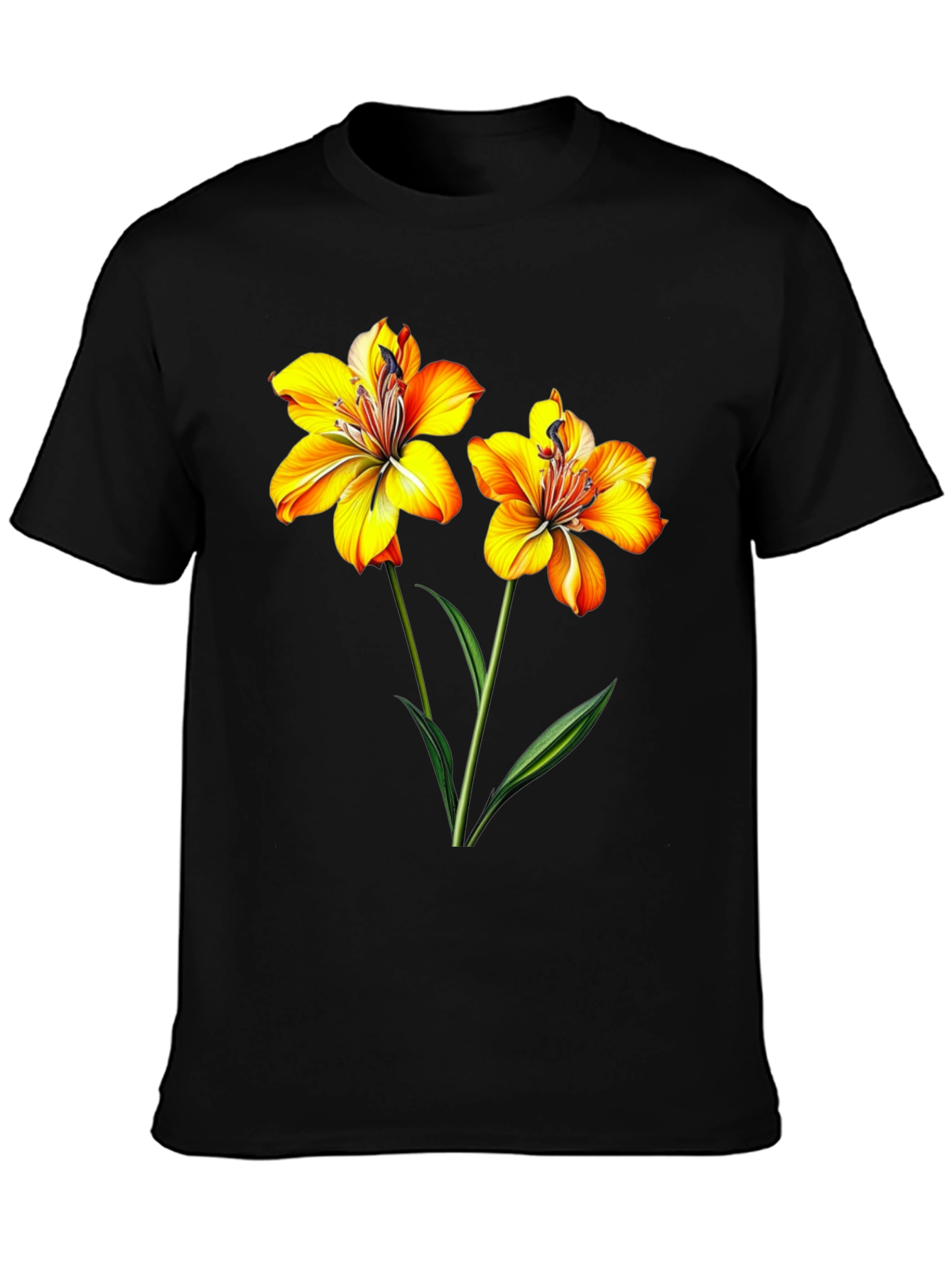 Floral Print Black T-Shirt for Men