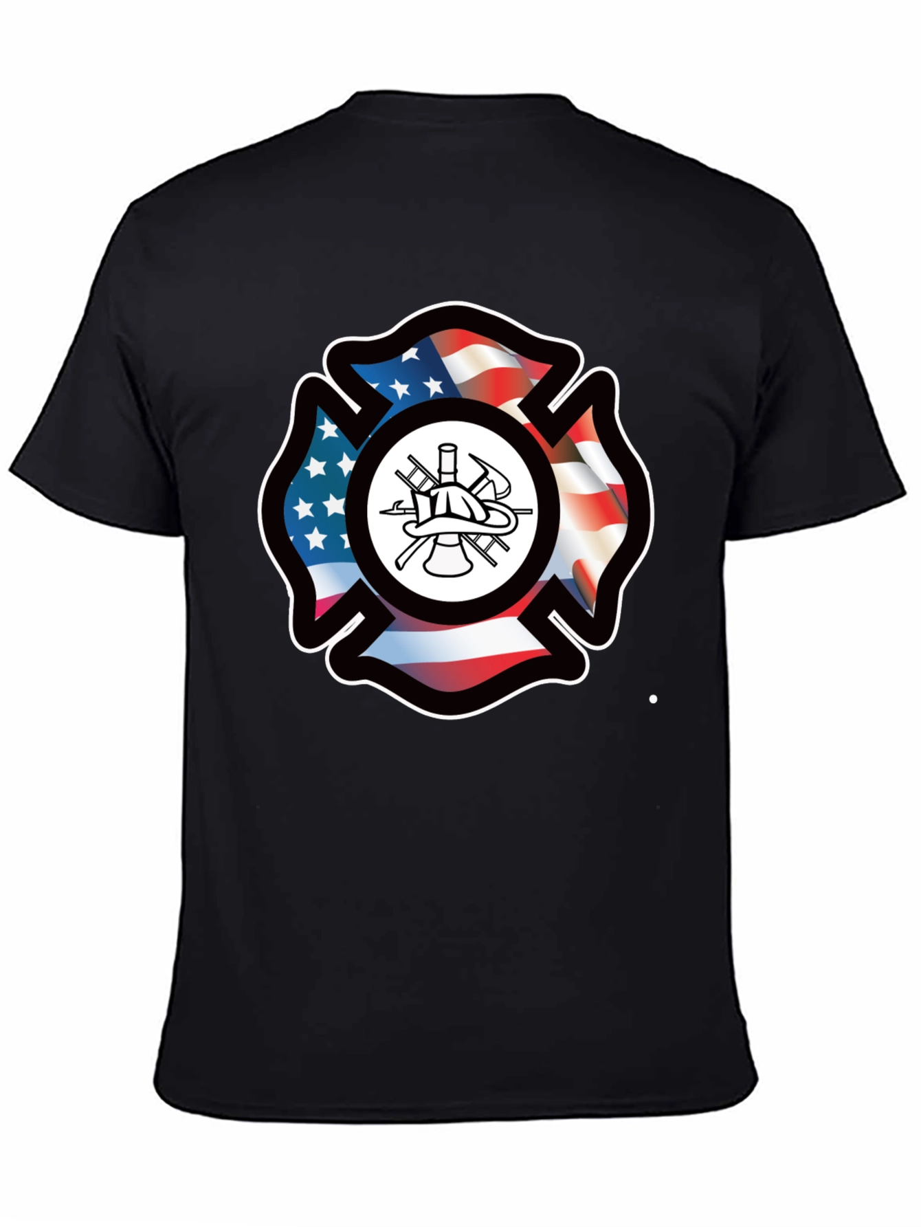 Firefighter Maltese Cross American Flag T-Shirt
