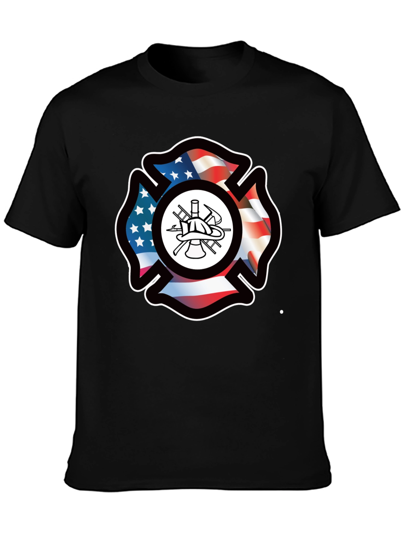 Firefighter Maltese Cross American Flag T-Shirt